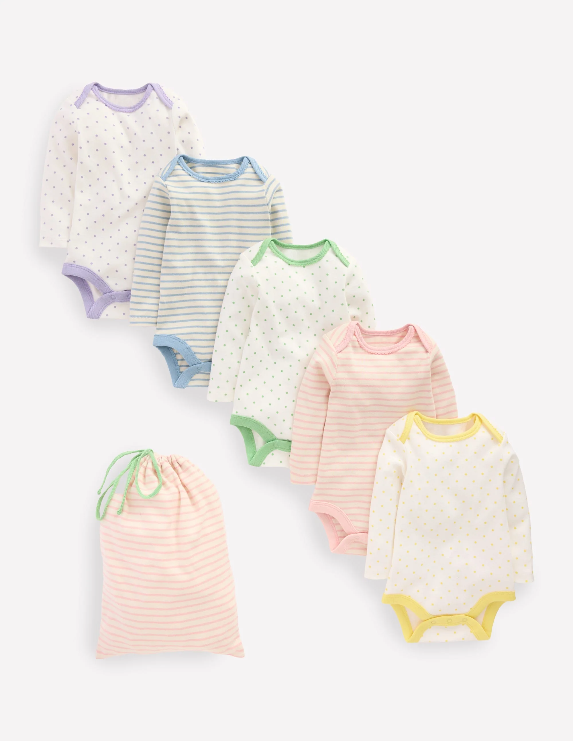 5-pack Bodies-Multi Ivory Spot/Stripe