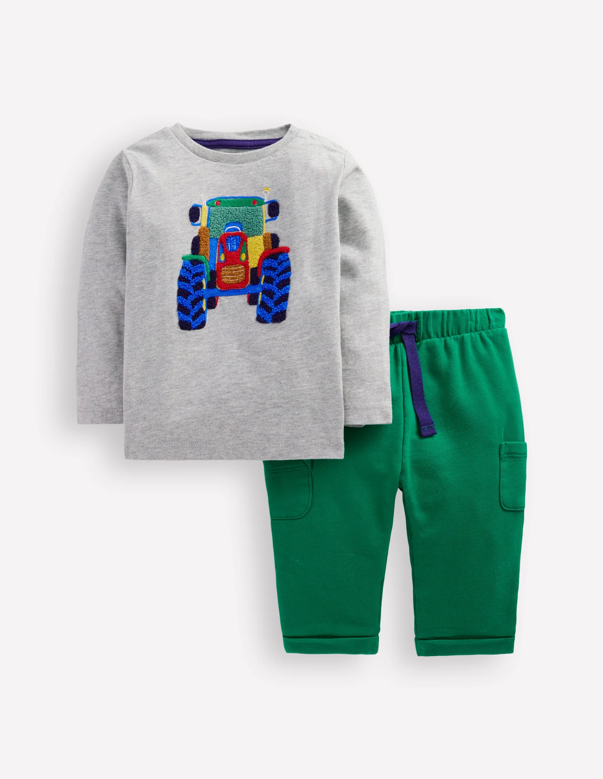 Appliqué Jersey Play Set-Grey Tractor