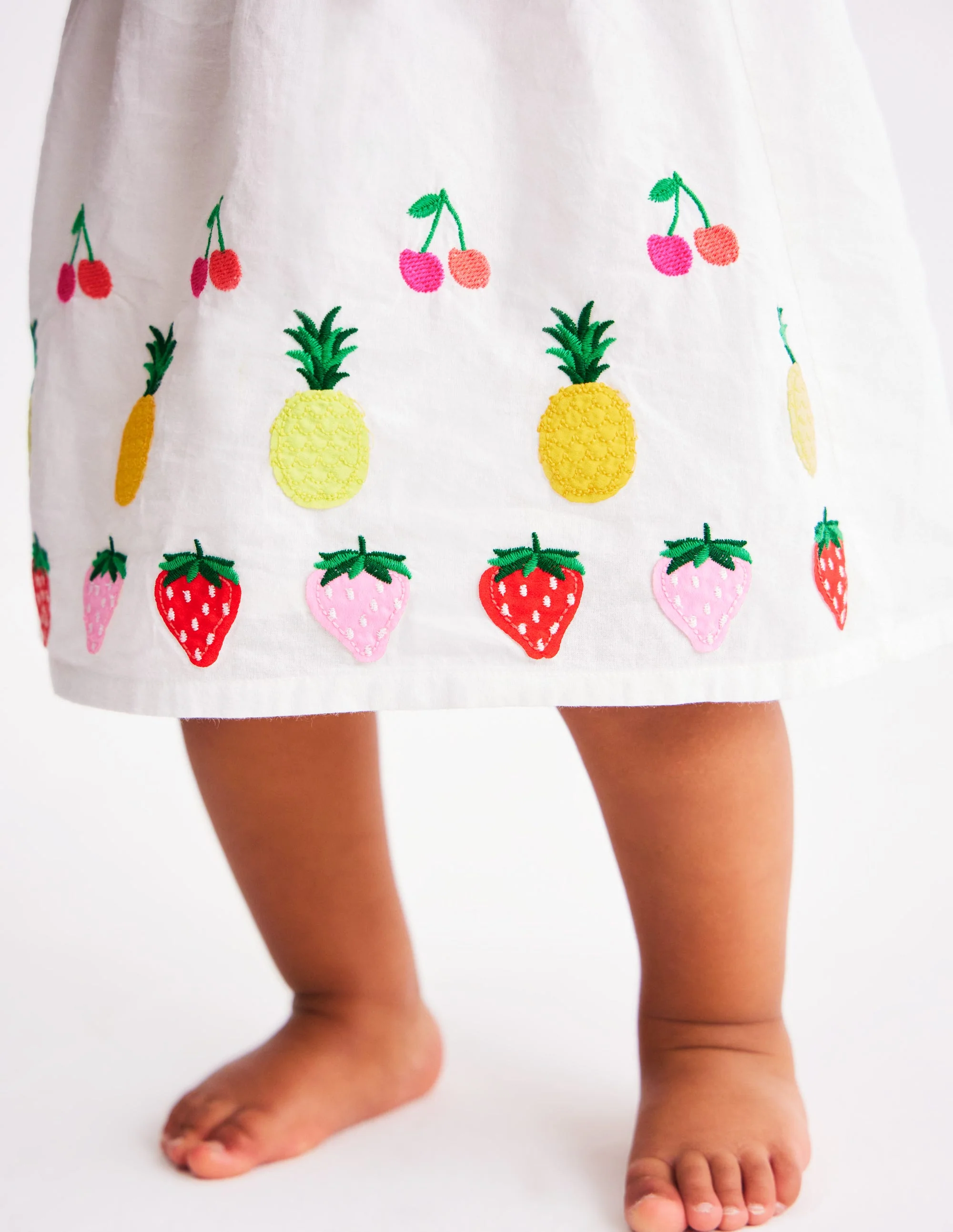 Appliqué Ruffle Dress-Soft Ivory Fruit - Image 2