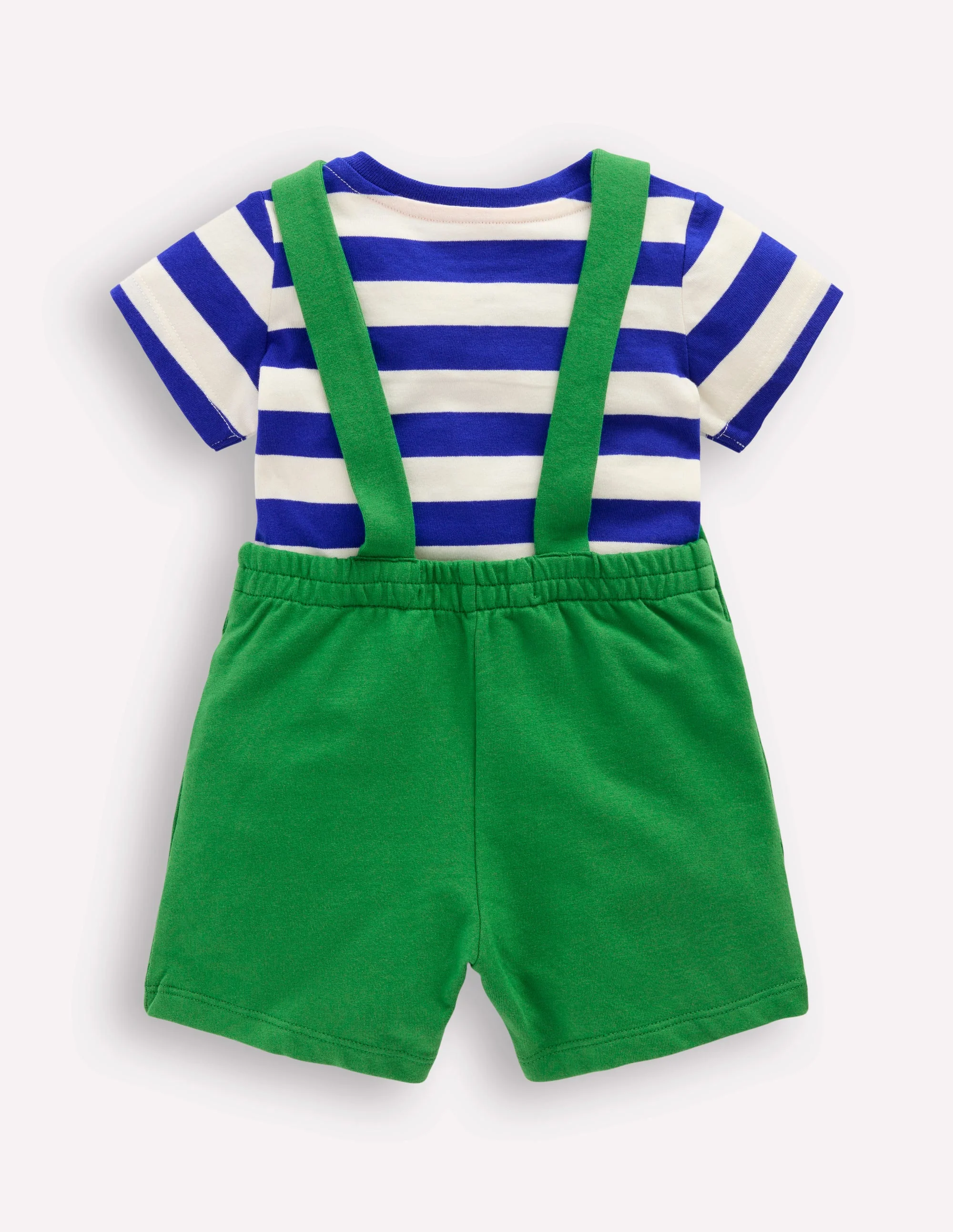 Boucle Jersey Dungaree Set-Green Jungle Animals - Image 5