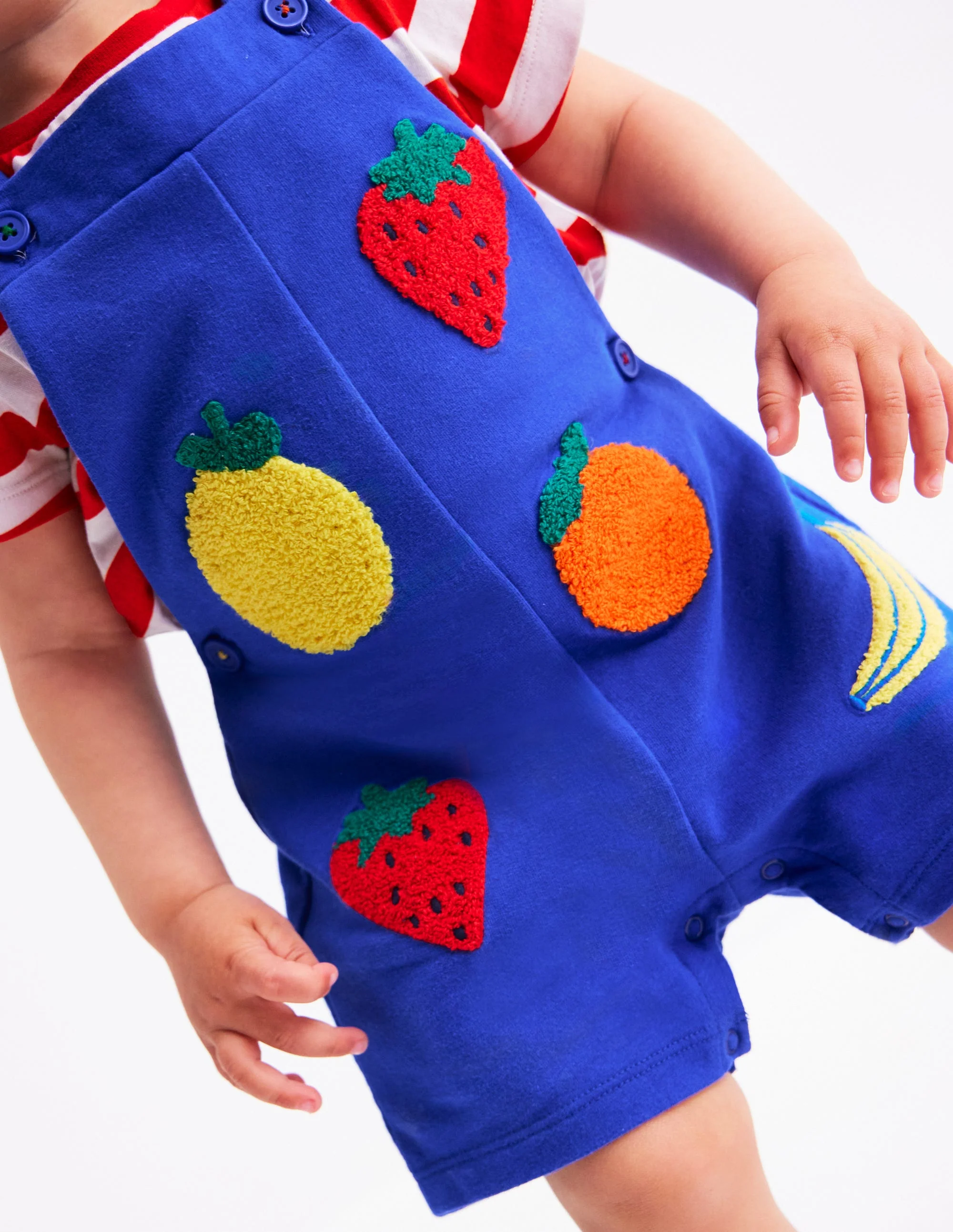 Boucle Jersey Dungaree Set-Navy Fruit - Image 3