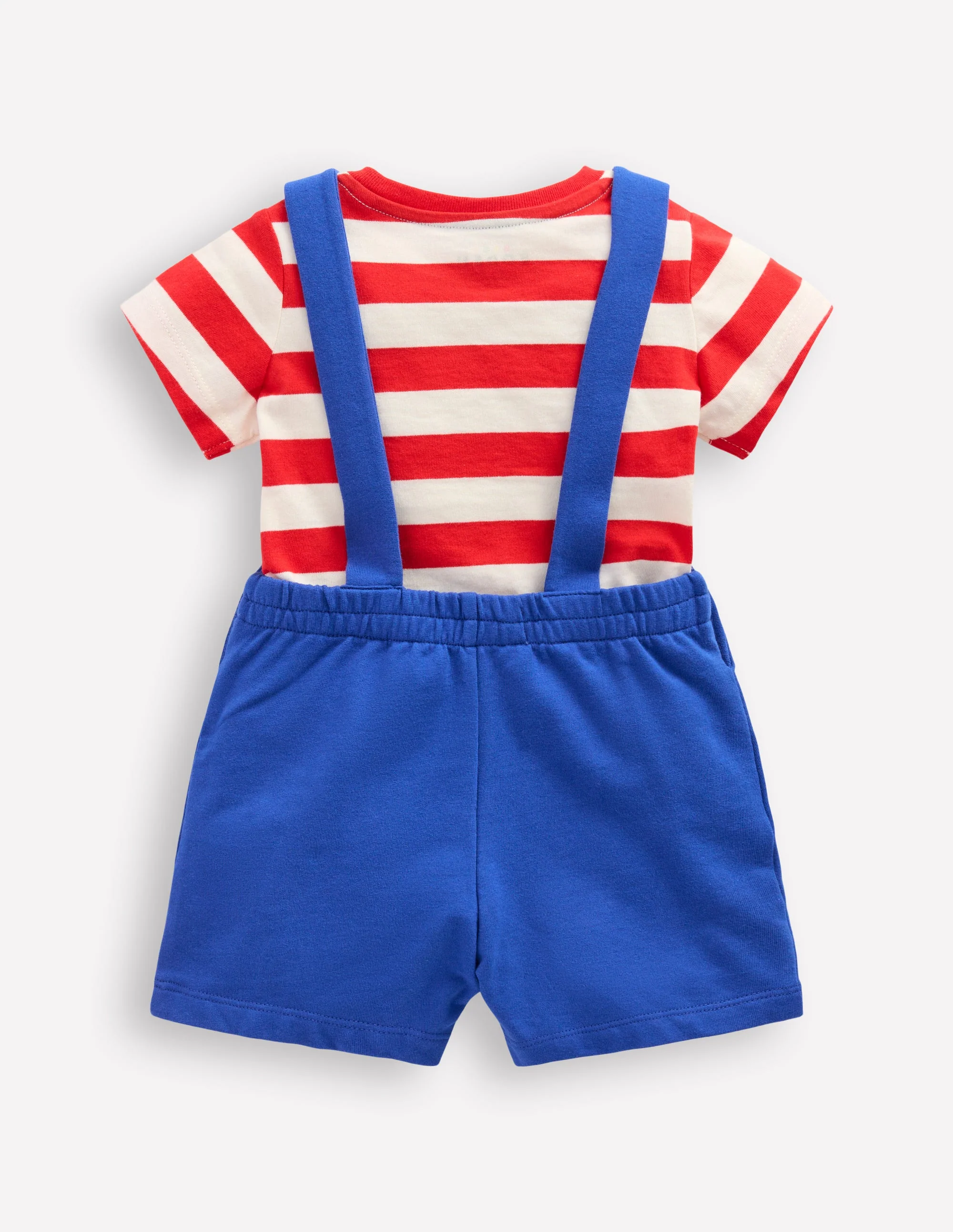 Boucle Jersey Dungaree Set-Navy Fruit - Image 5