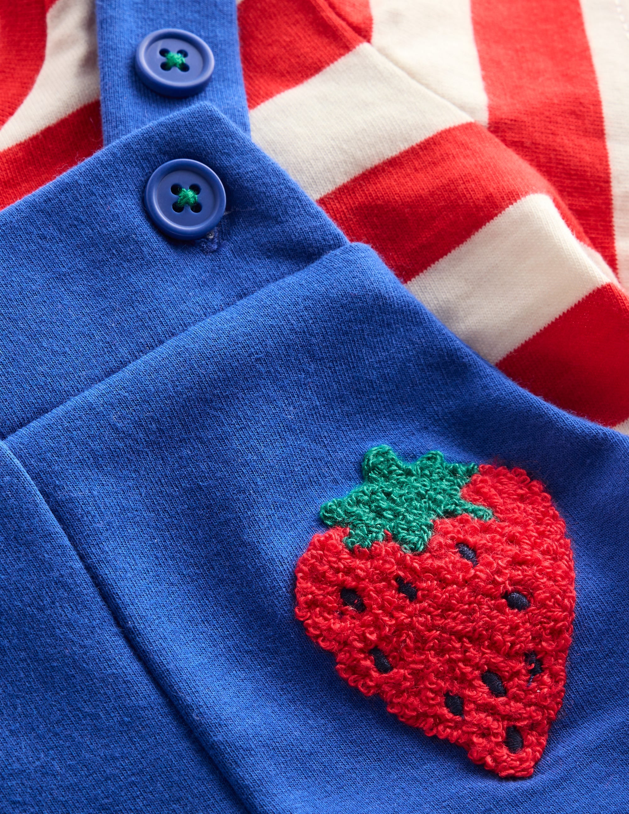 Boucle Jersey Dungaree Set-Navy Fruit - Image 6