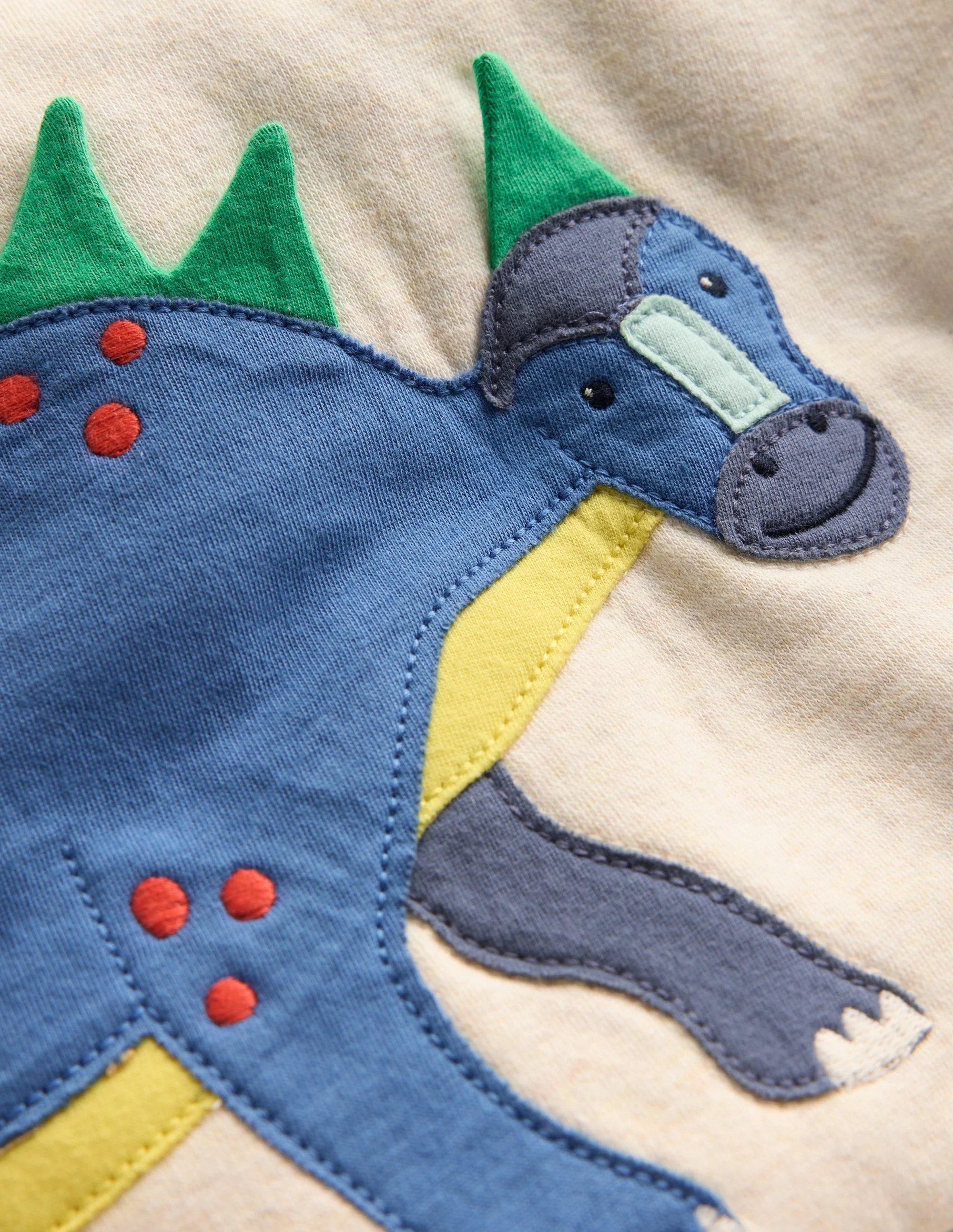Boys Appliqué Sweatshirt-Oatmeal Marl Dinosaur - Image 3