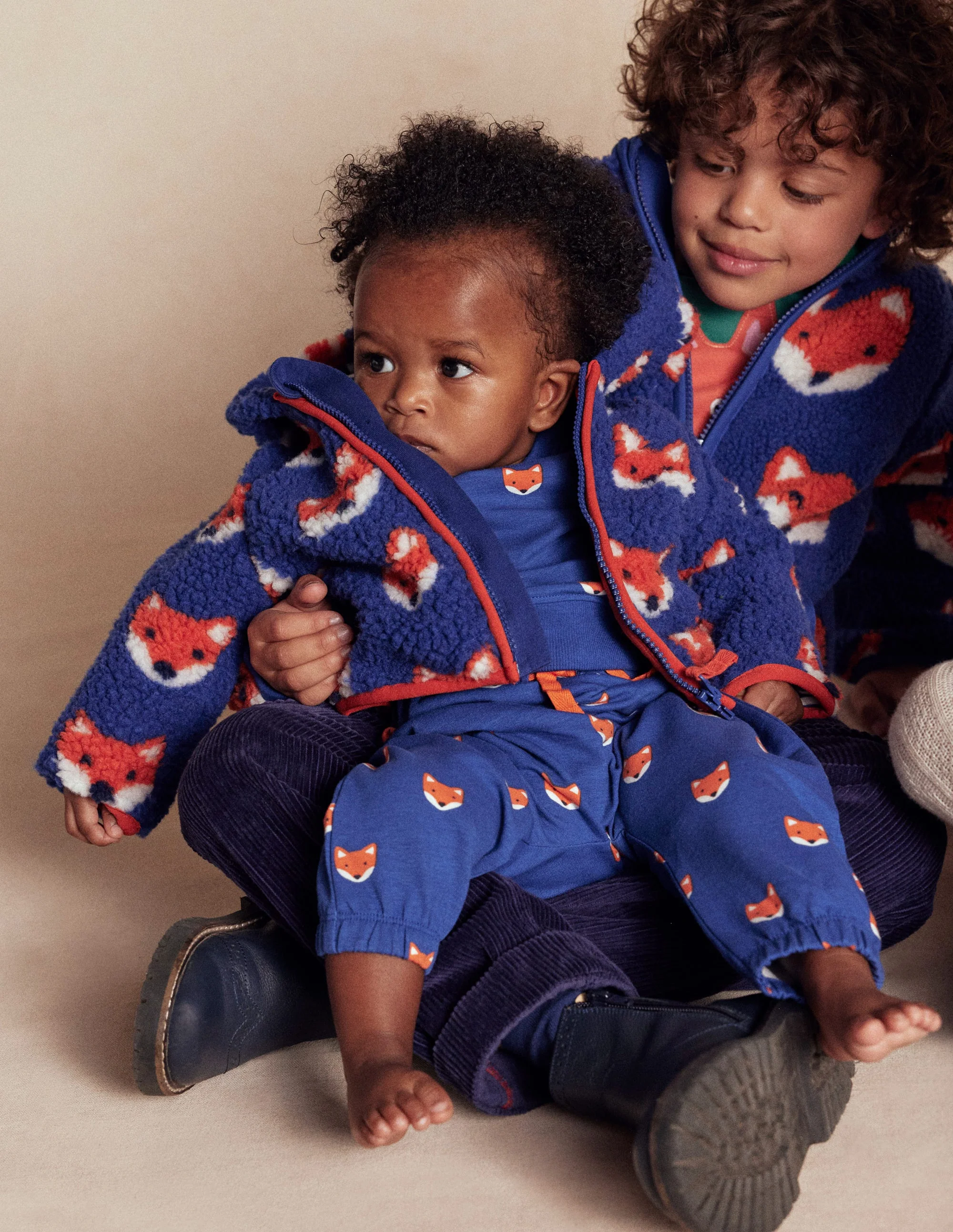 Boys Novelty Cosy Borg Jacket-Blue Foxes - Image 4