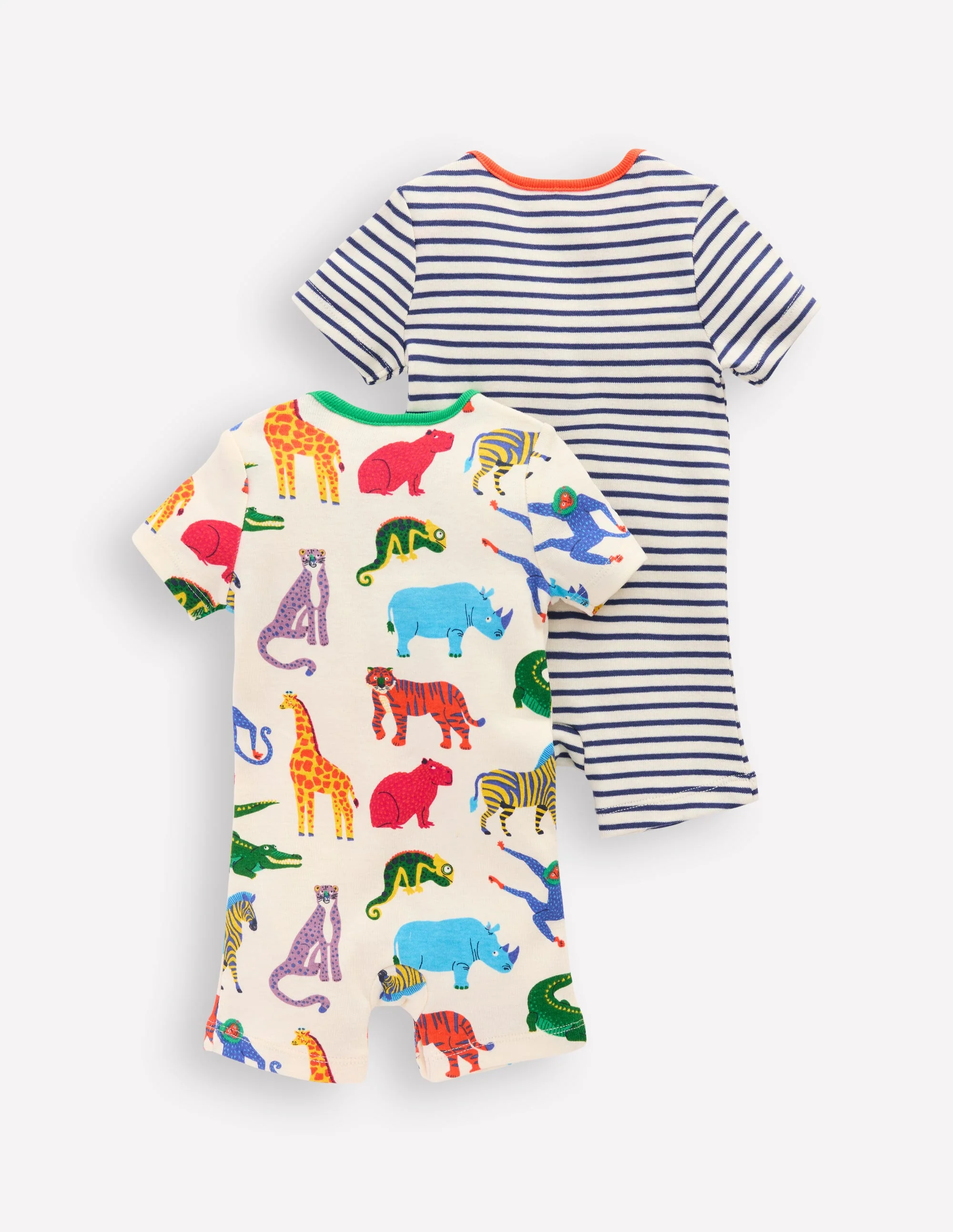 Boys Twin Pack Short Rompers-Multi Jungle Crowd - Image 2