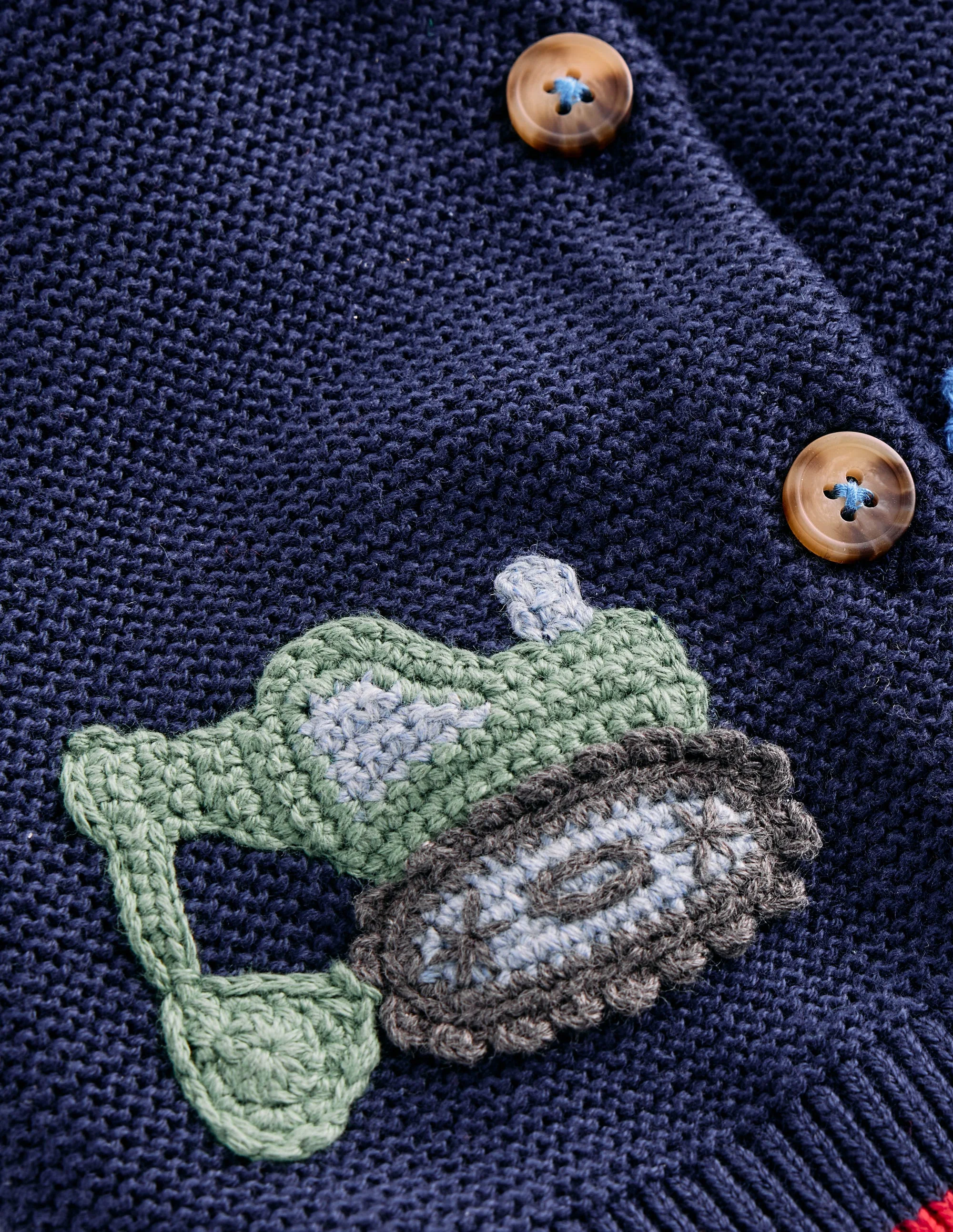 Cotton Logo Cardigan-College Navy Construction - Image 3