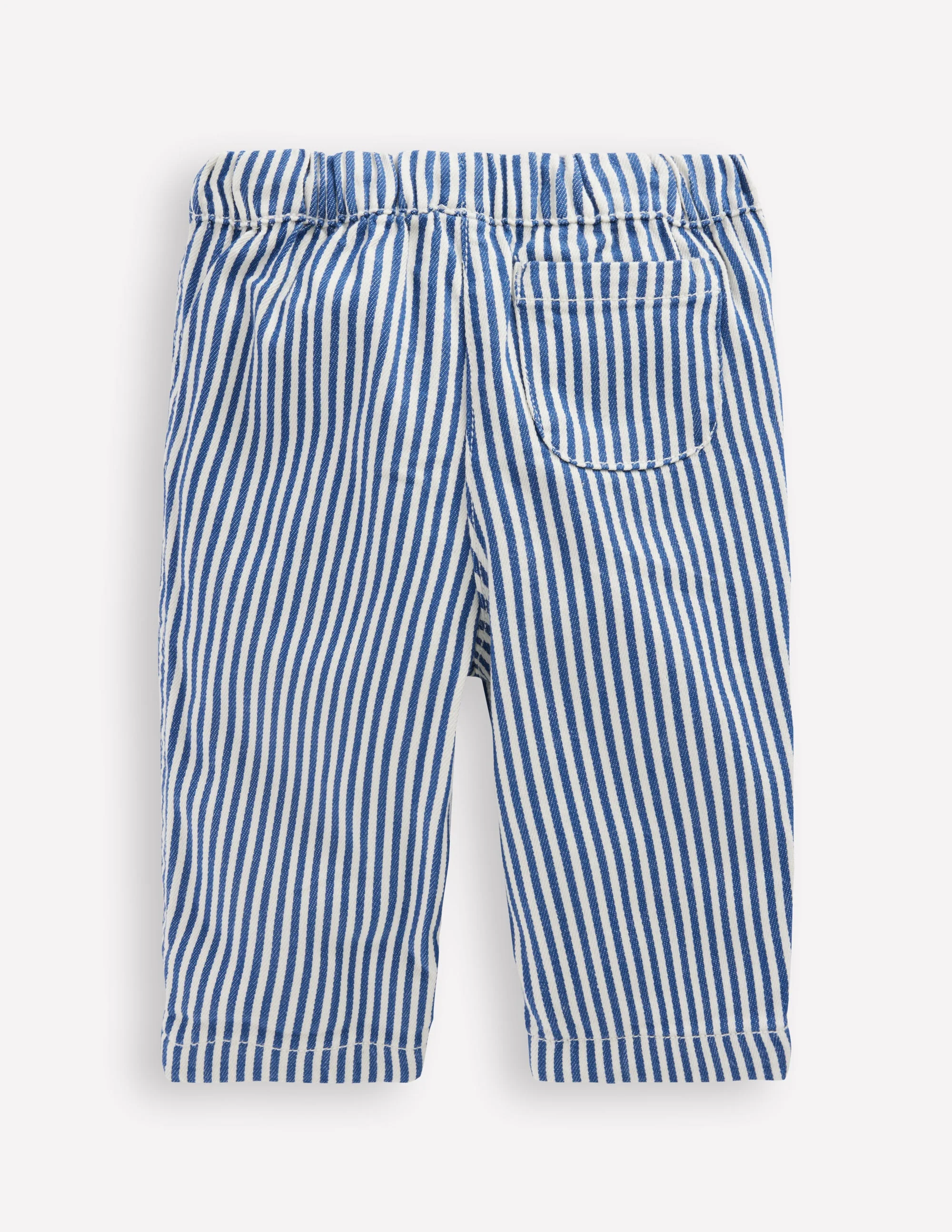 Cotton Pull-on Trousers-Blue and Ivory Stripe - Image 2