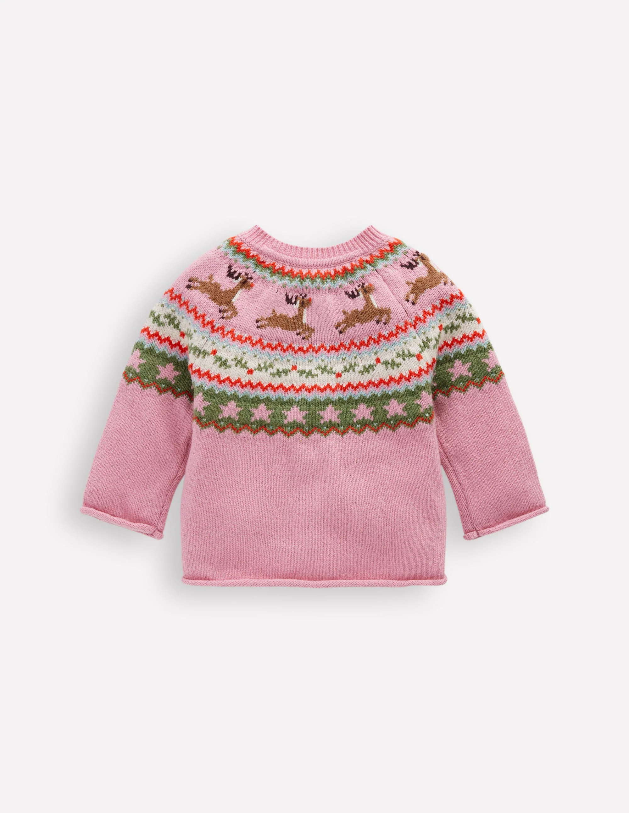Edie Fair Isle Cardigan-Pink Festive Reindeer - Image 2