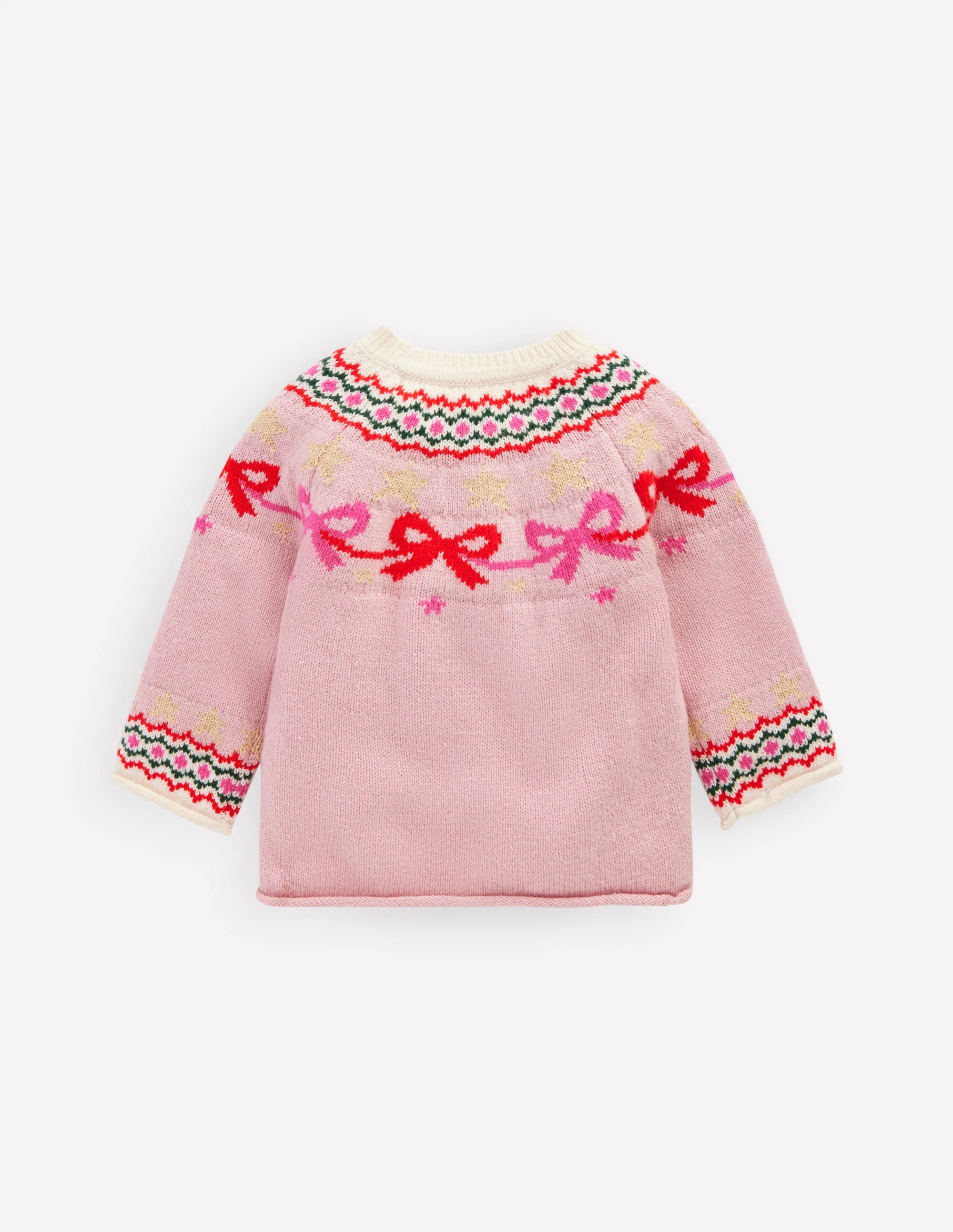 Edie Fair Isle Cardigan-Vintage Pink Bows - Image 2
