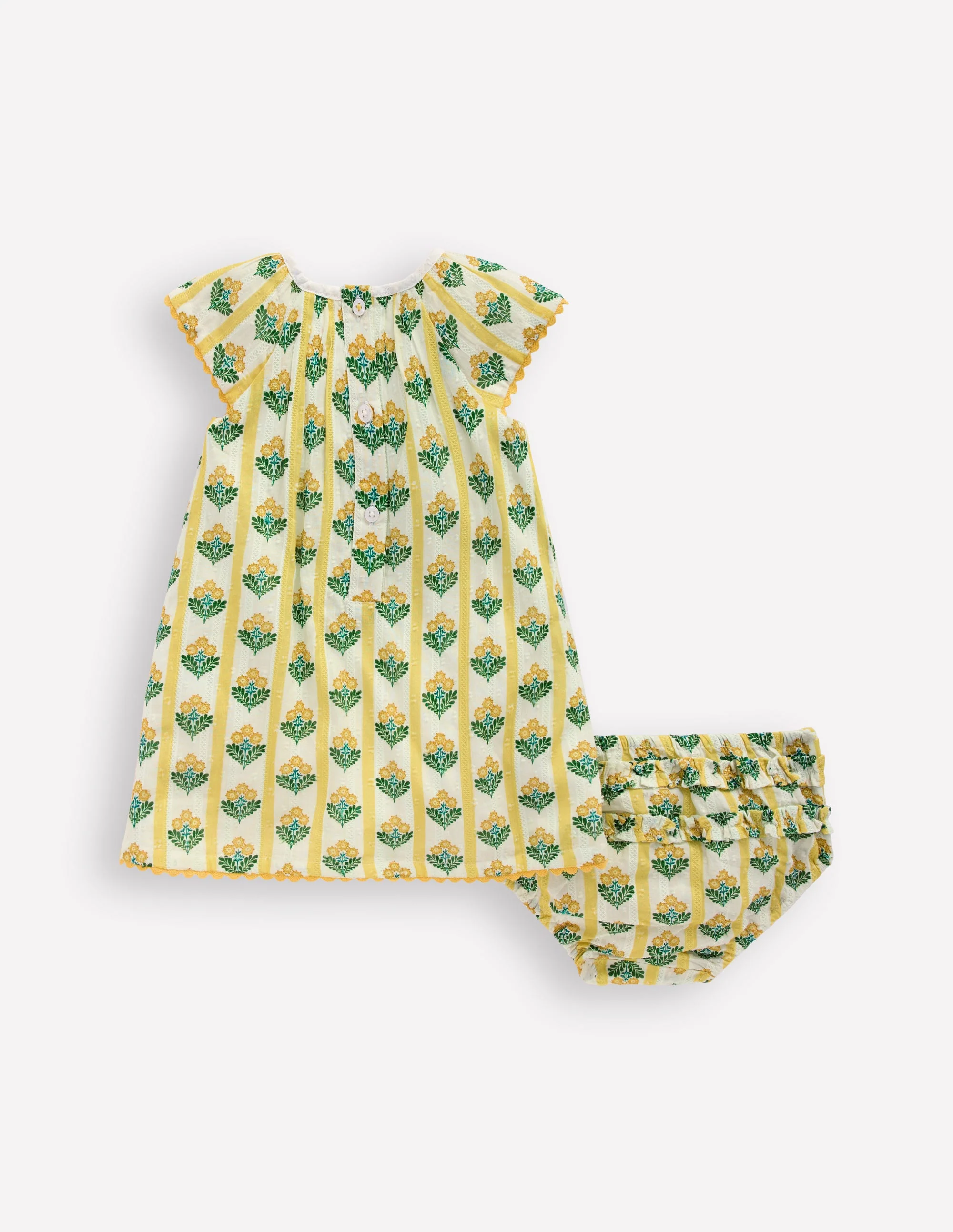 Floaty Shirred Dress-Yellow Flower Stem - Image 2