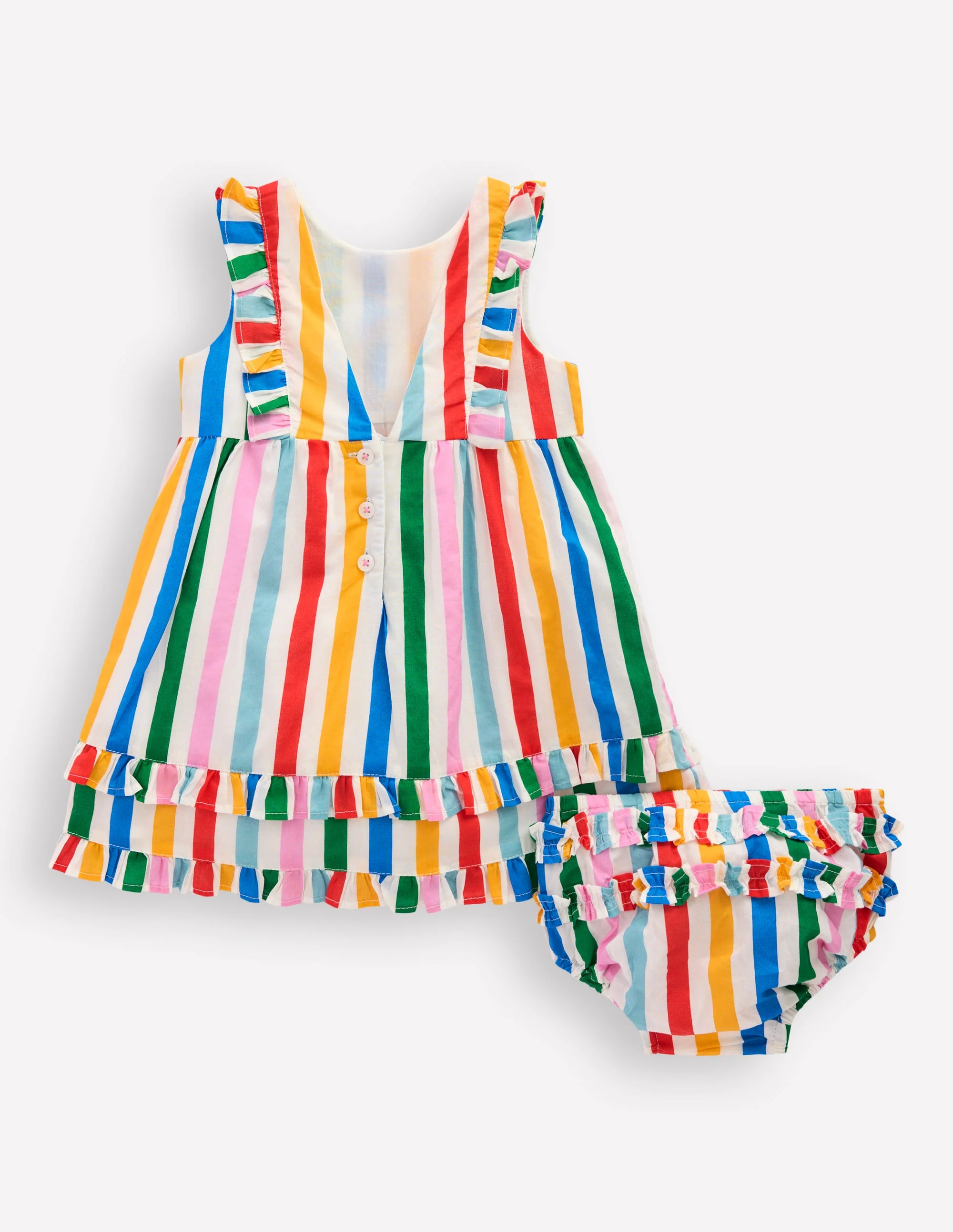 Frilly Pinny Dress-Rainbow Multi Stripe - Image 2