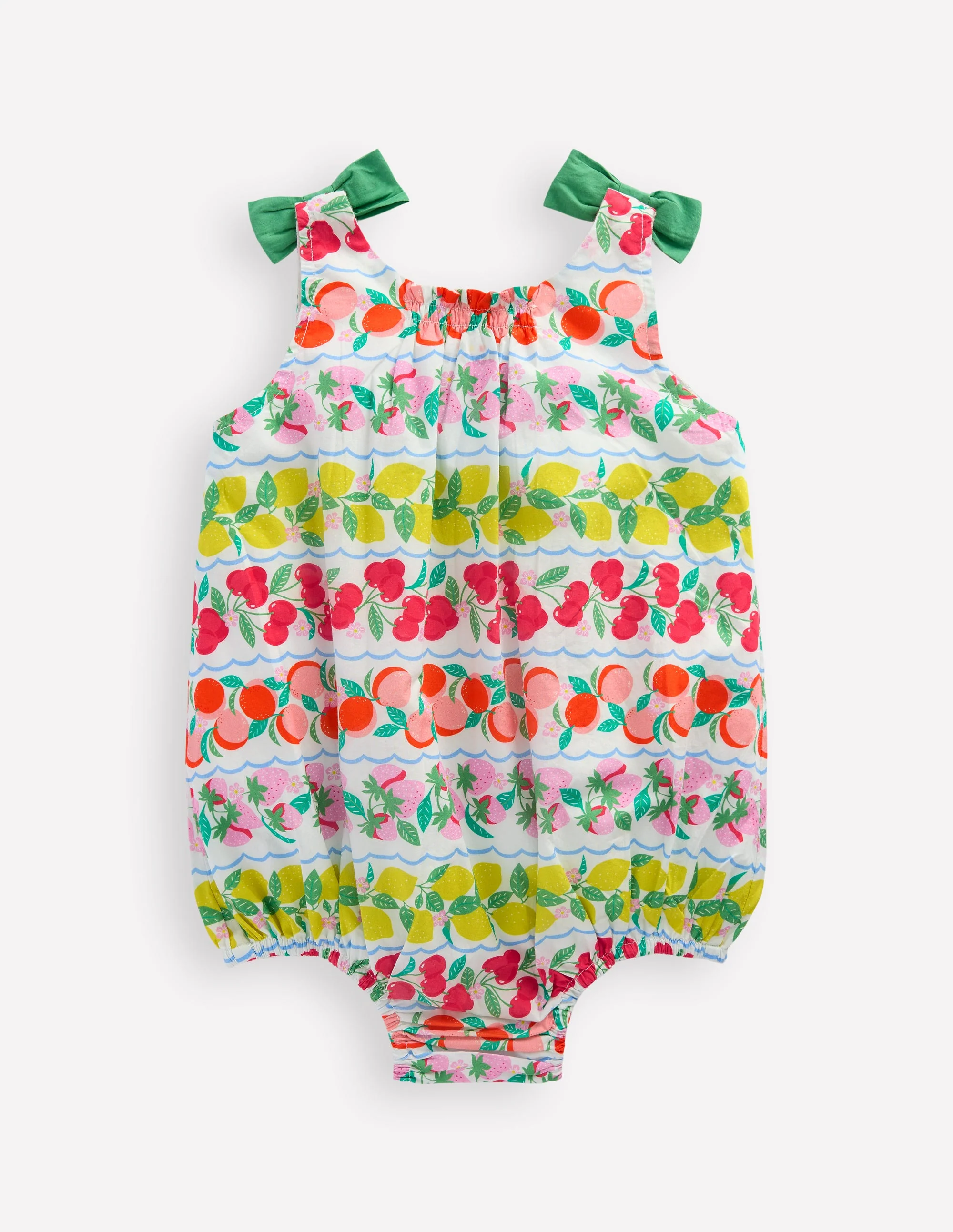 Girls Bubble Romper-Multi Fruit Stripe - Image 2