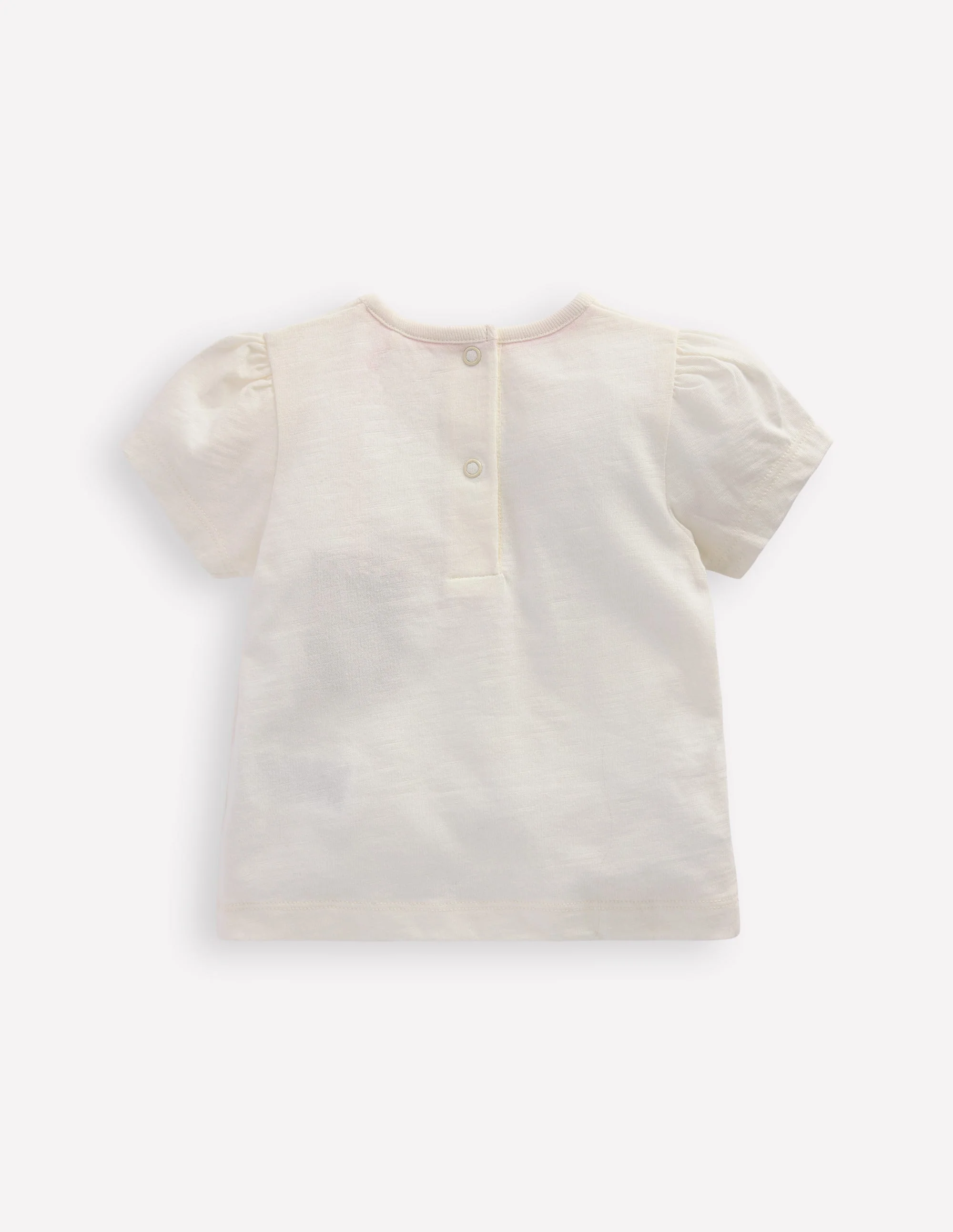 Girls Puff Sleeve Logo T-Shirt-Soft Ivory - Image 2