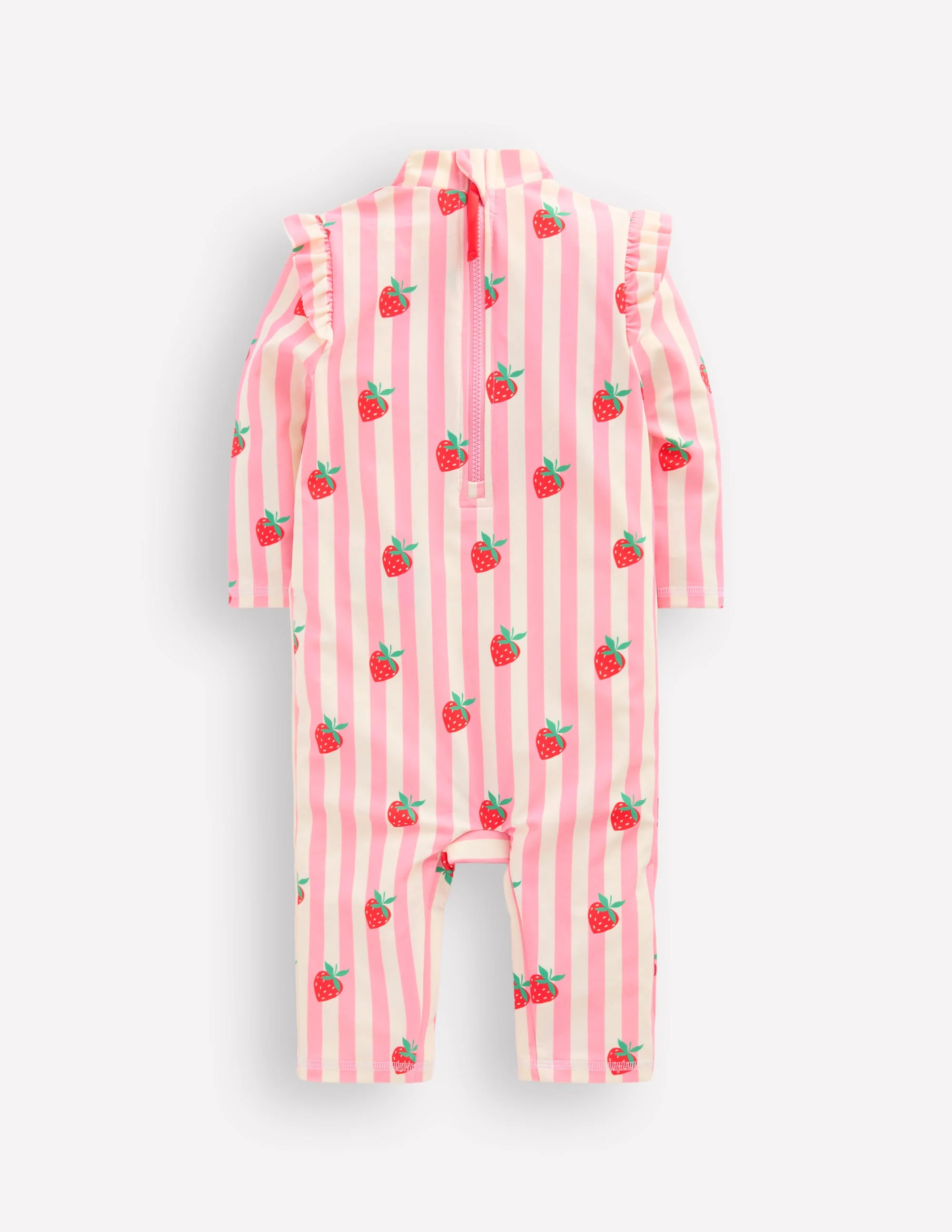 Girls Sun Safe Surfsuit-Pink Strawberry Stripe - Image 2