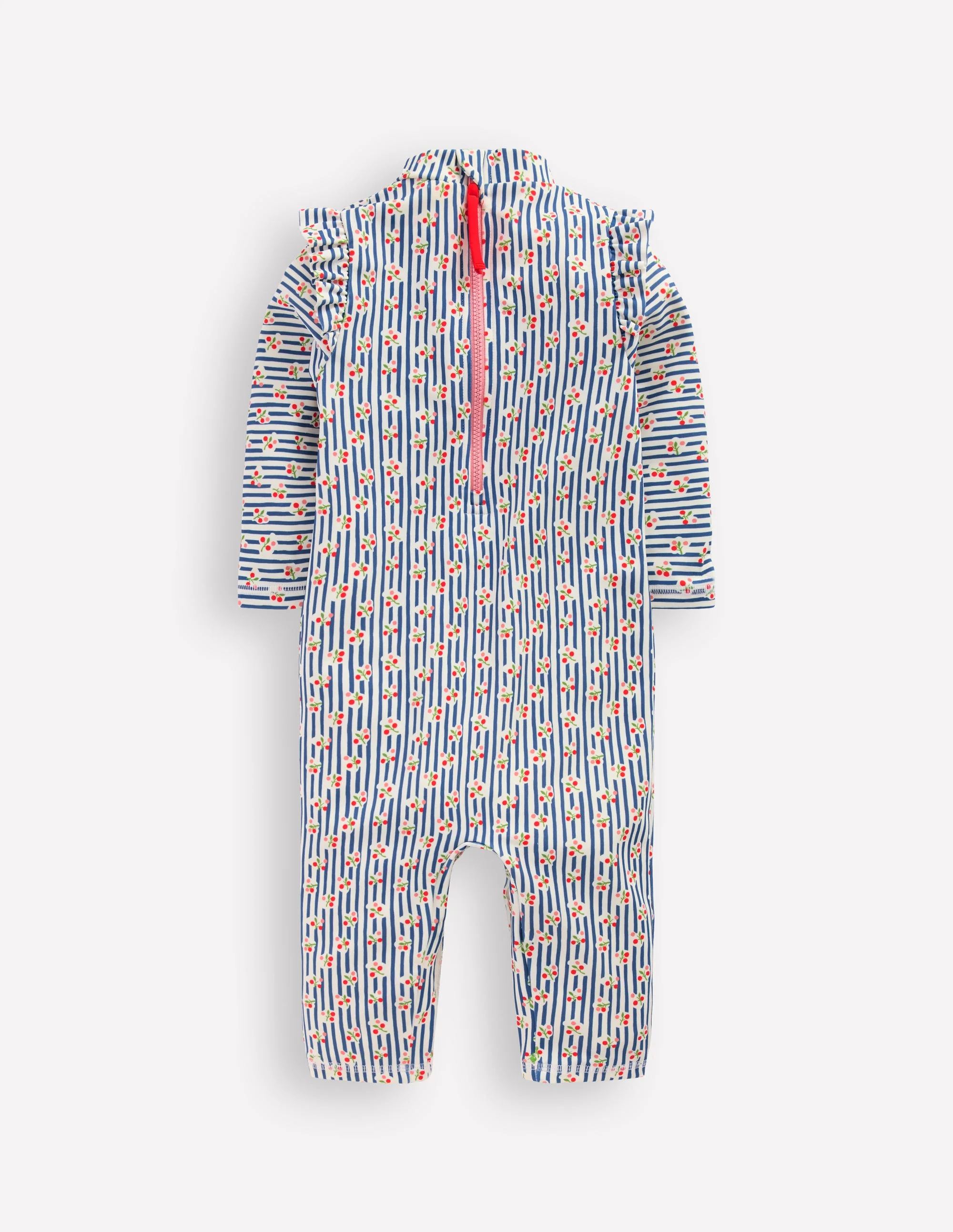 Girls Sun Safe Surfsuit-Stripe Cherries - Image 2