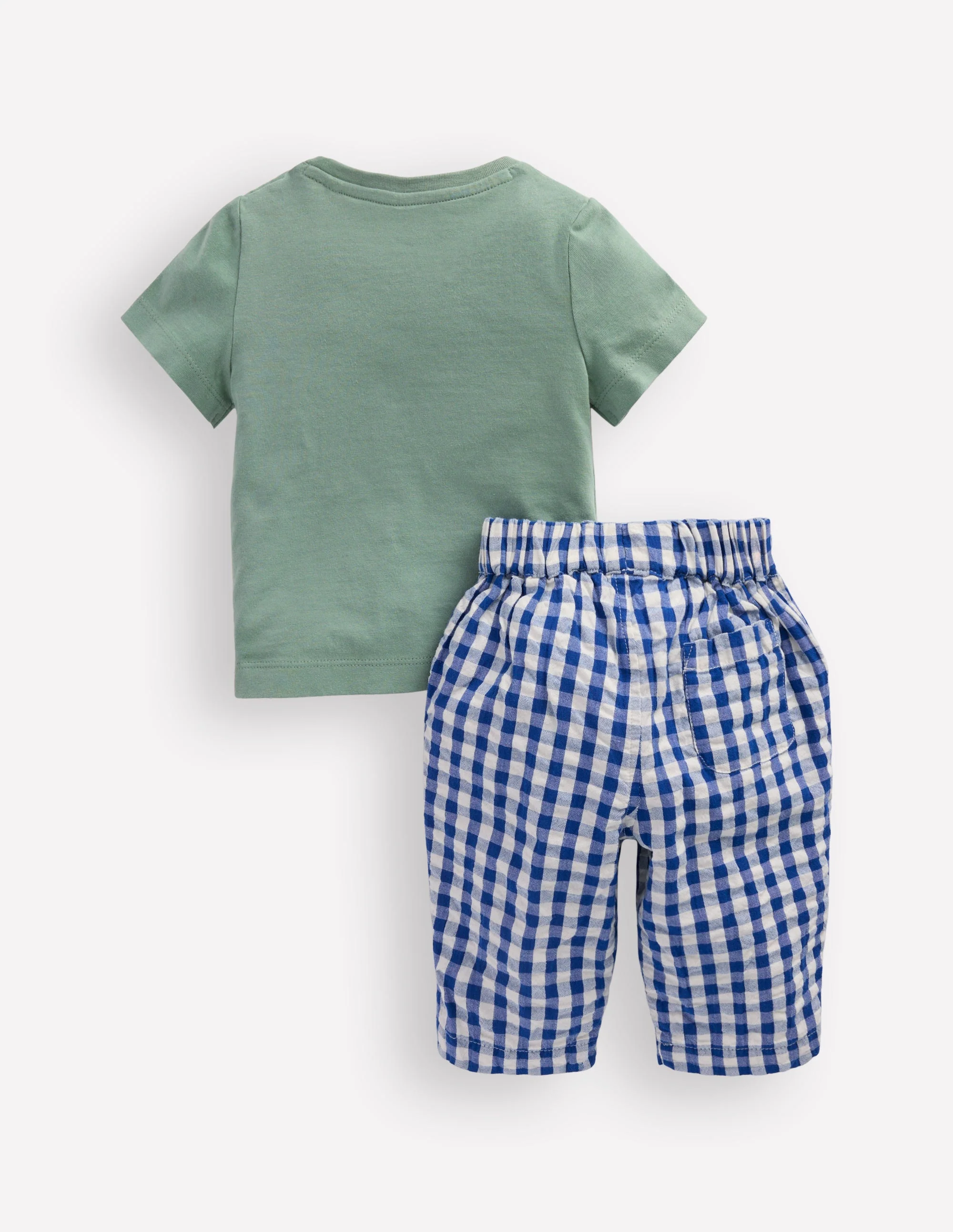 Jersey and Woven Play Set-Green Submarine/Blue Gingham - Image 2