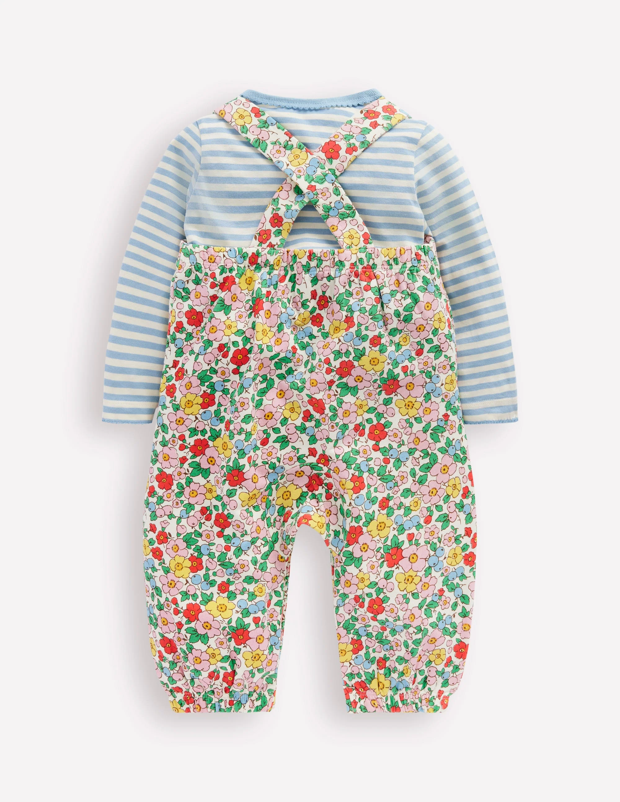 Jersey Dungaree Set-Eggnog Apple Blossom - Image 2