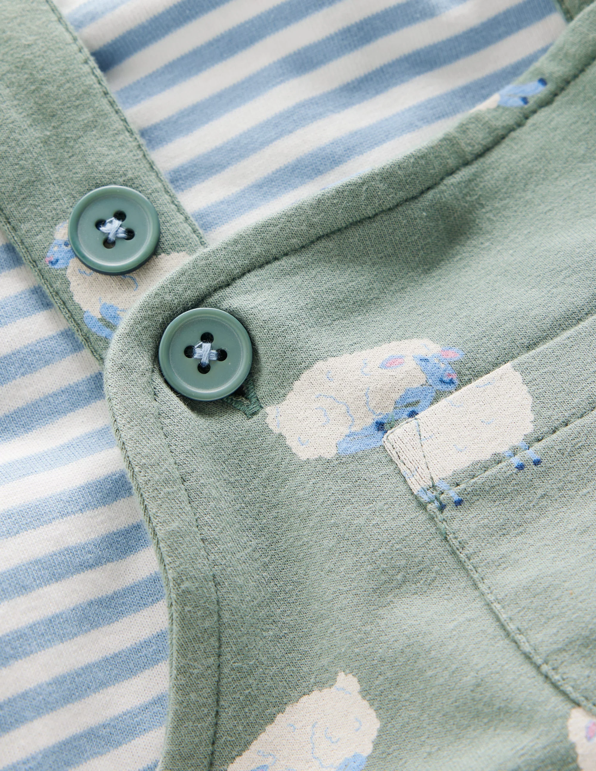 Jersey Dungaree Set-Green Sheep - Image 3