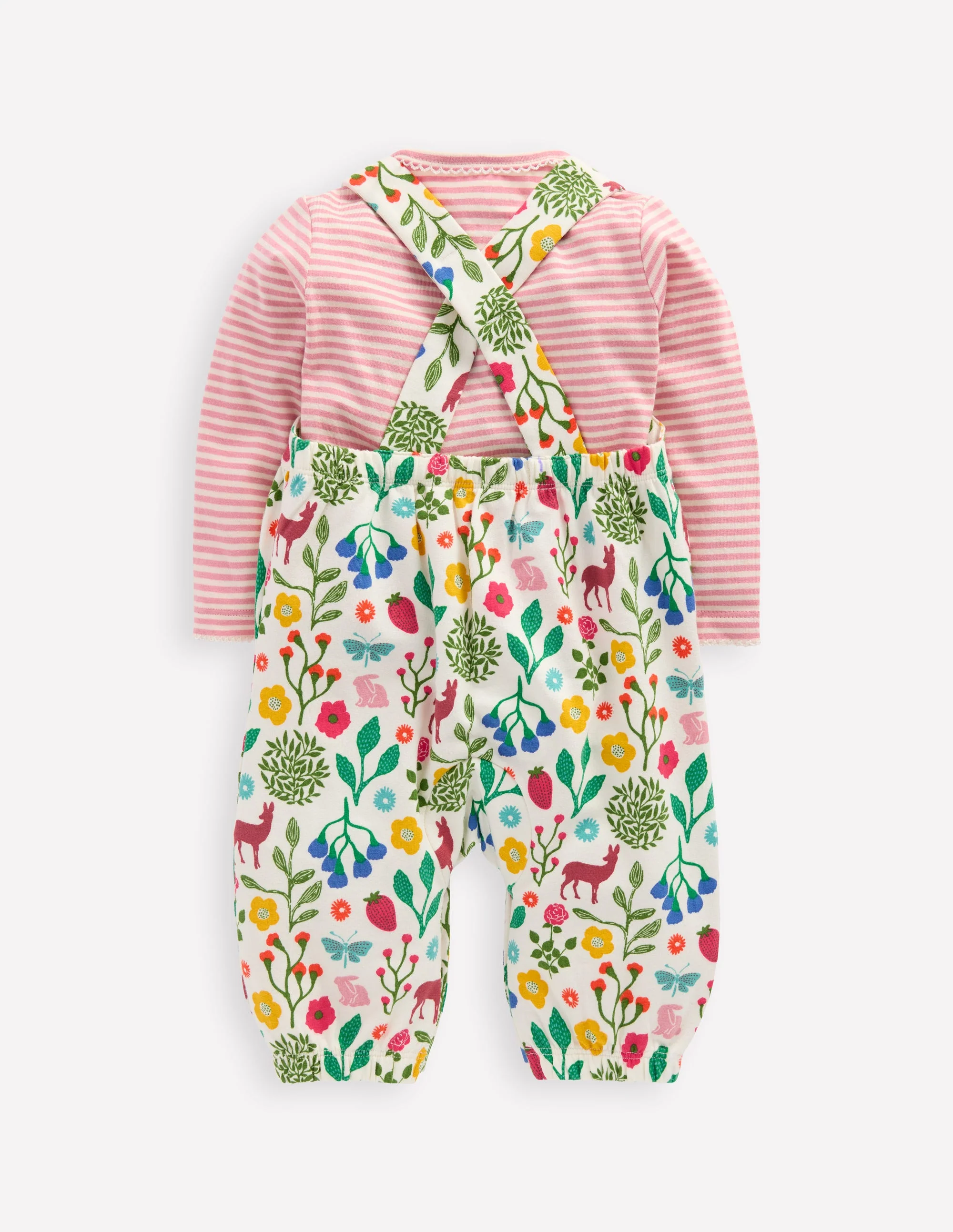 Jersey Dungaree Set-Ivory Woodland Walk - Image 2