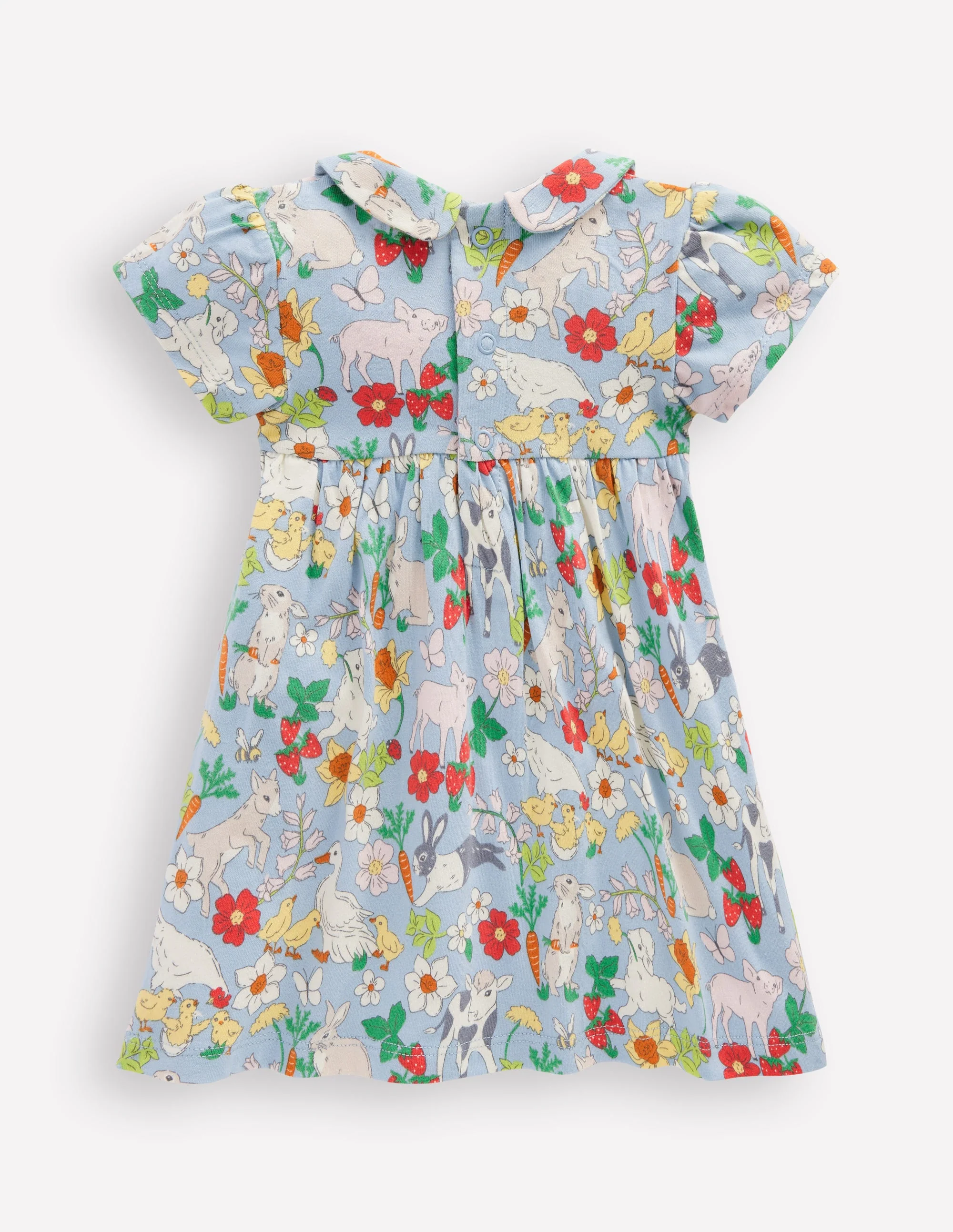 Jersey Peter Pan Collar Dress-Misty Blue Spring Meadow - Image 2