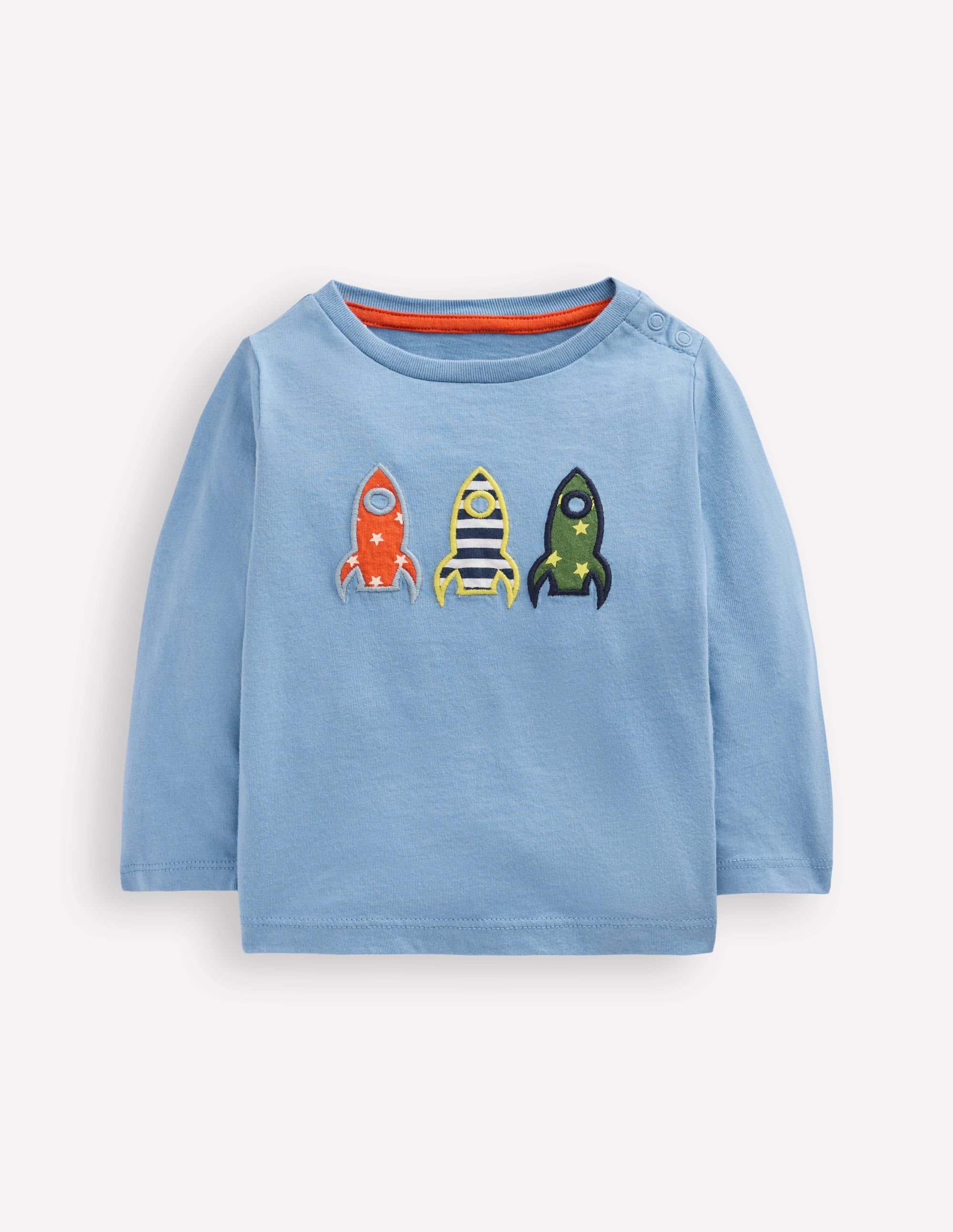 Long Sleeve Appliqué T-Shirt-Blue Rockets