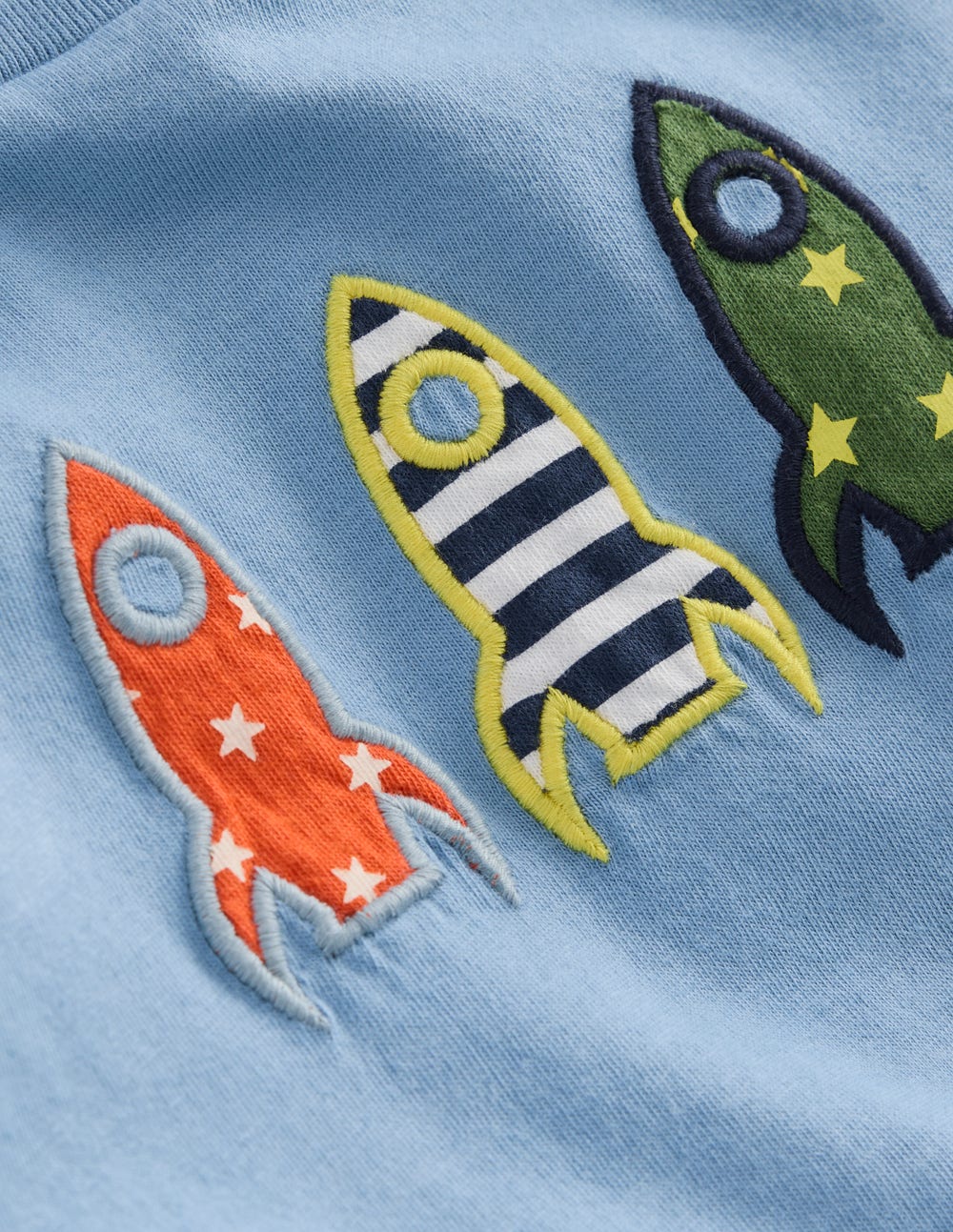 Long Sleeve Appliqué T-Shirt-Blue Rockets - Image 3