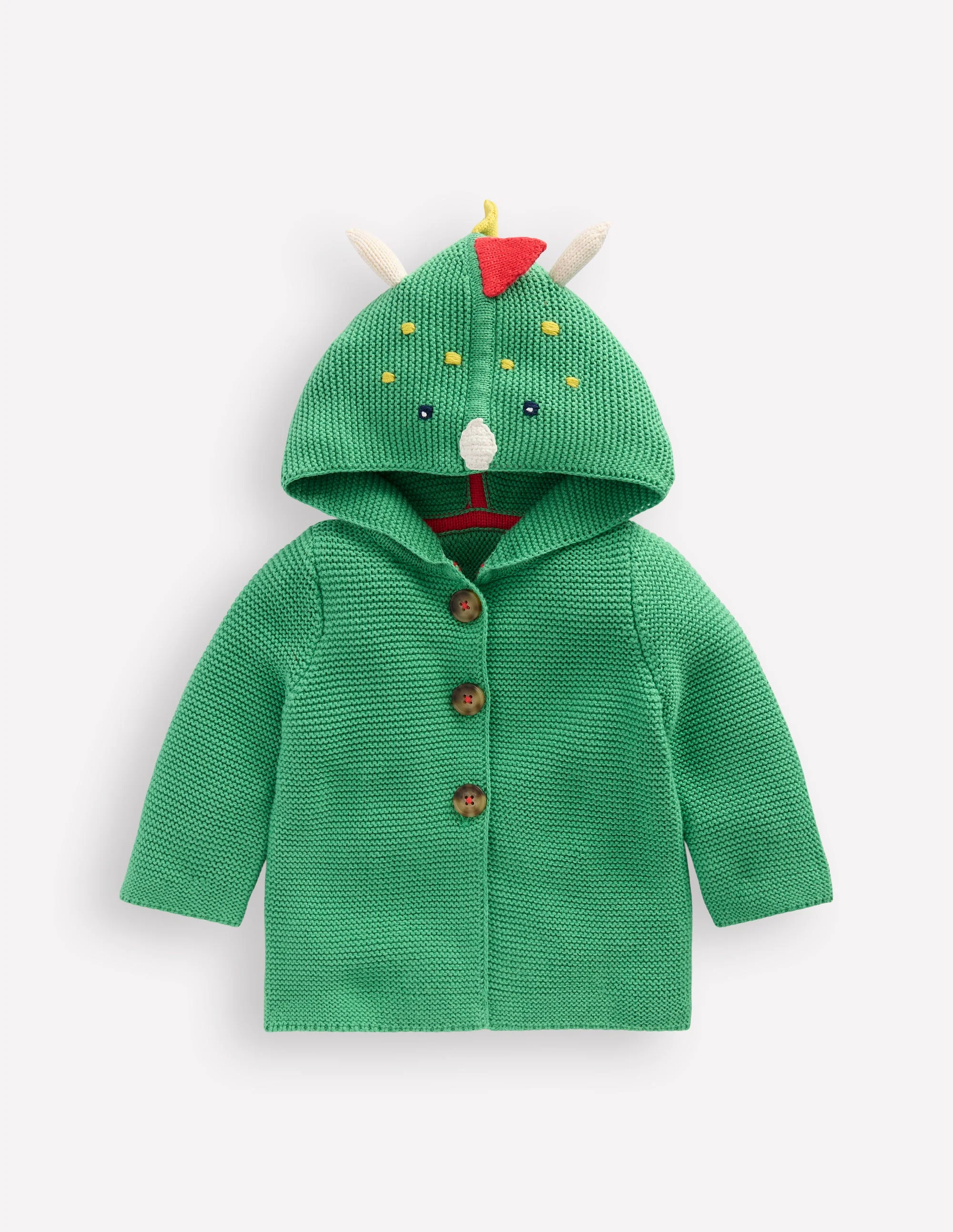 Novelty Cotton Knitted Jacket-Aloe Green Dino
