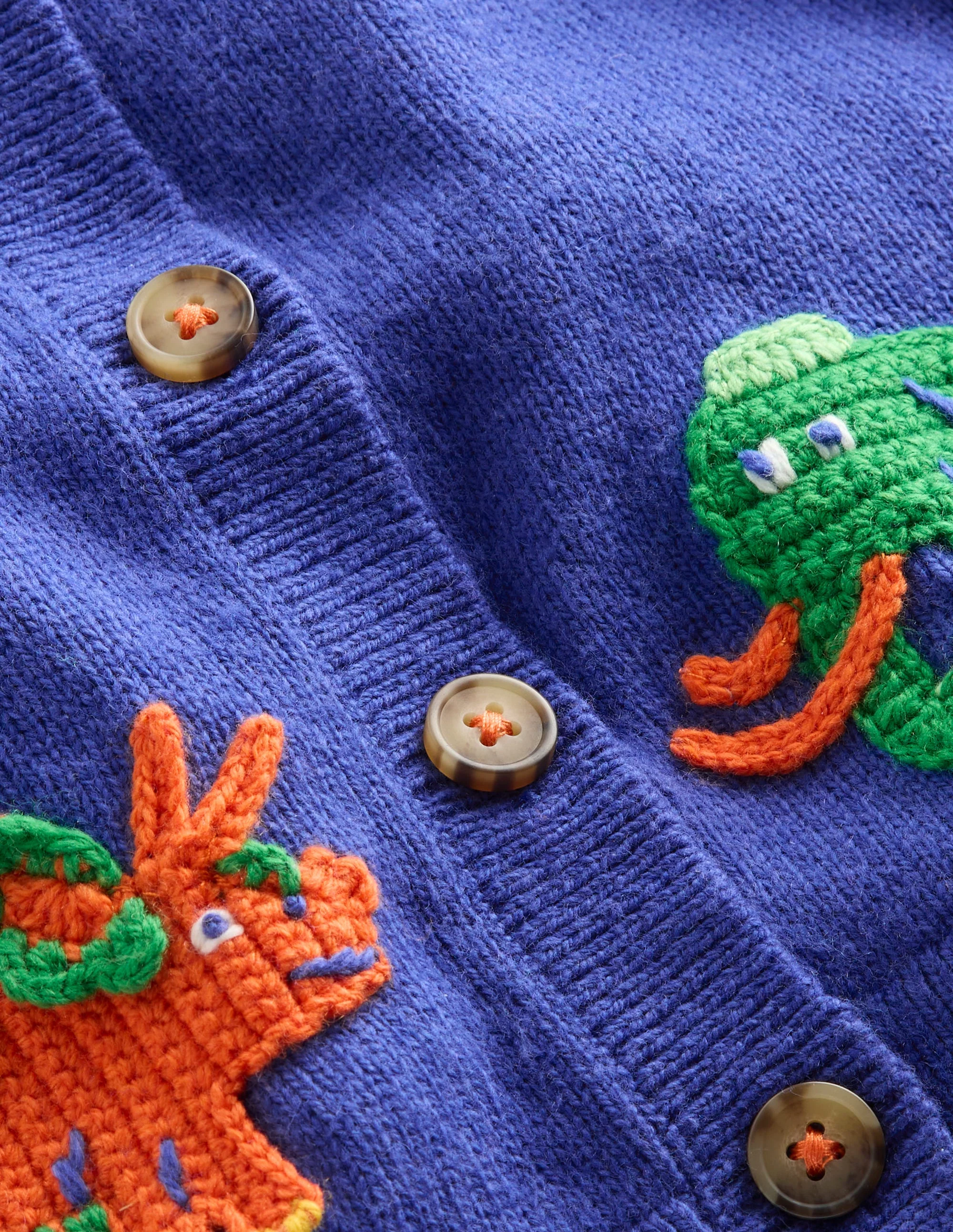 Novelty Logo Cardigan-Sapphire Blue Prehistoric Logo - Image 3