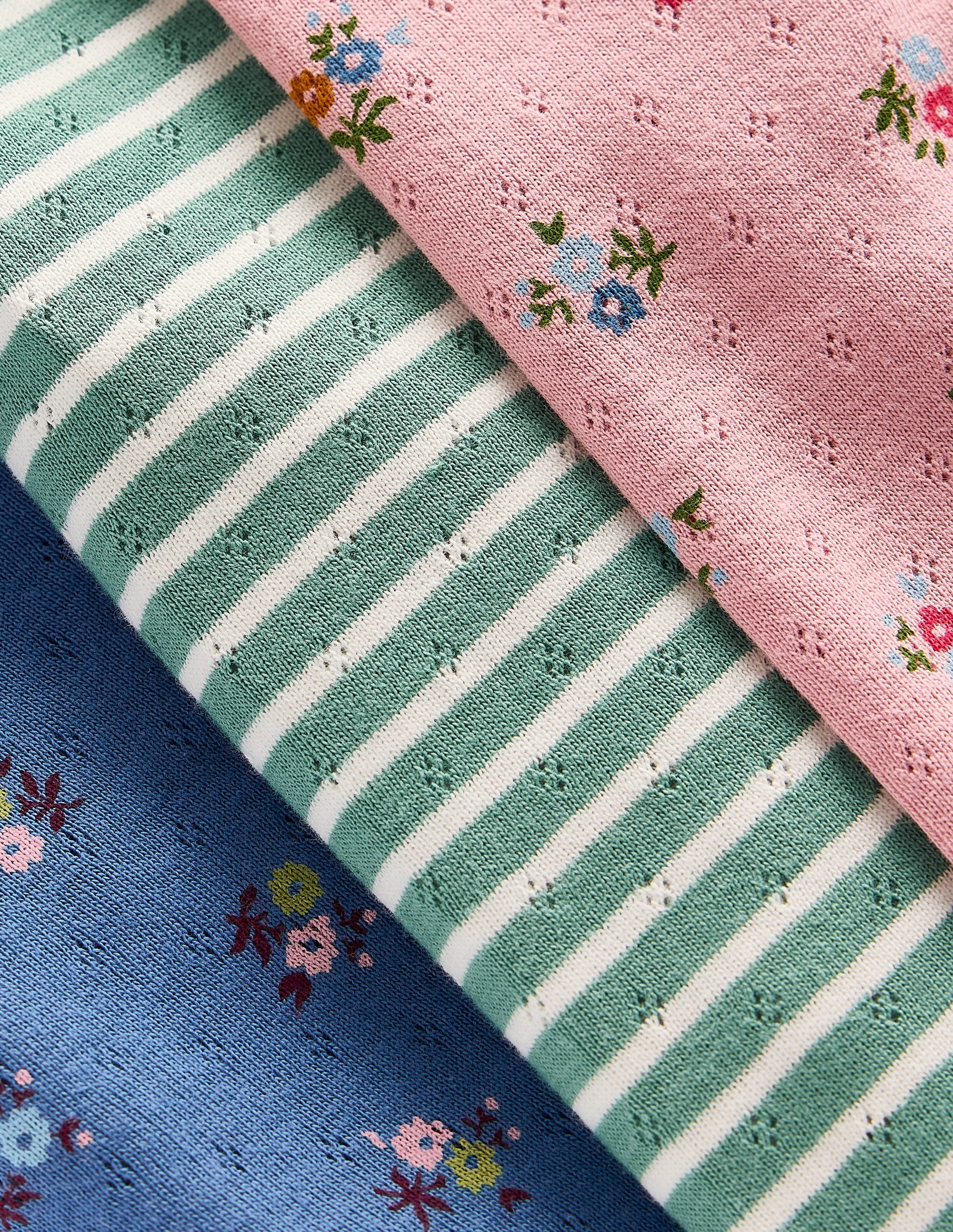 Pointelle 3-pack Leggings-Pink/Blue Ditsy Floral - Image 2