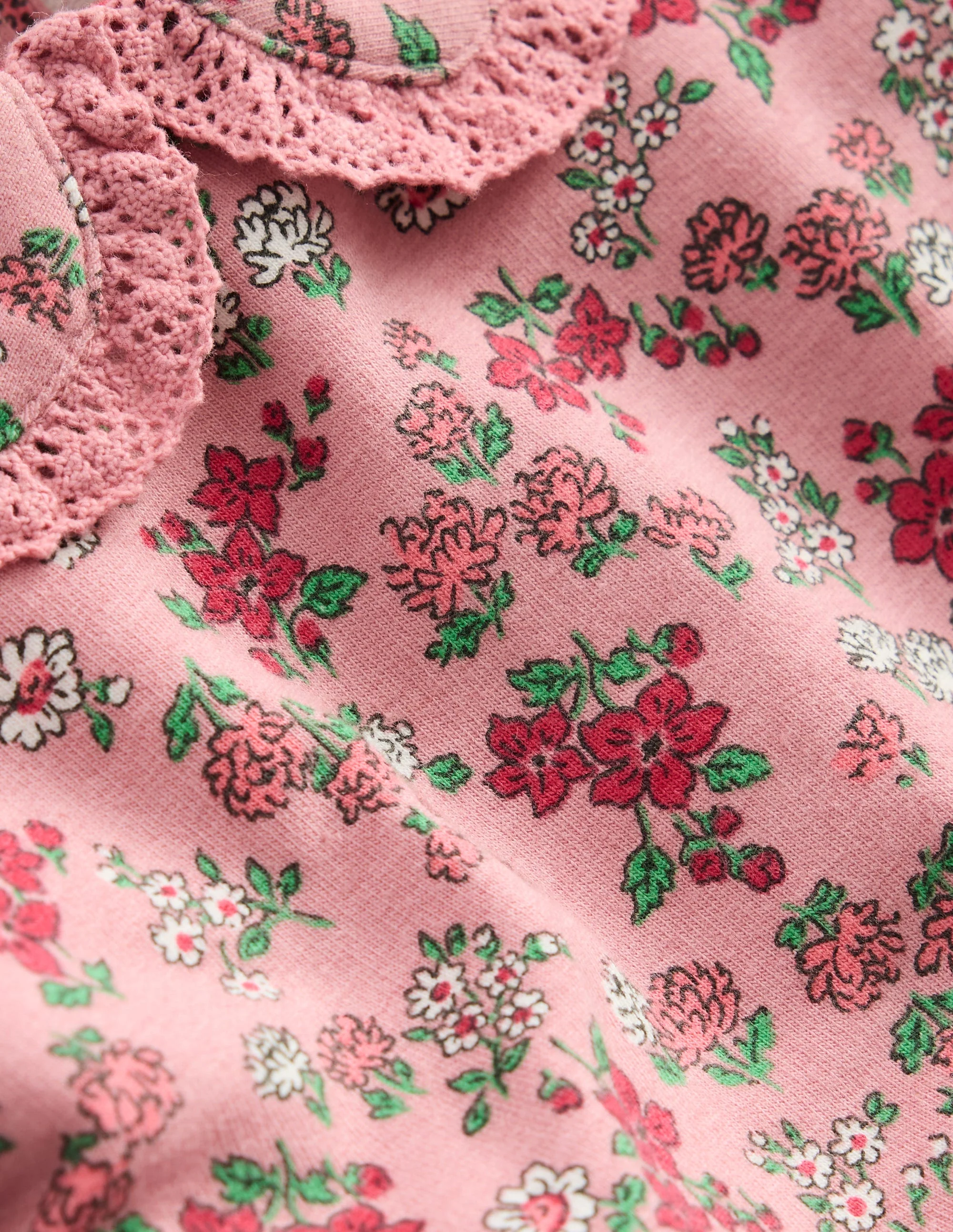 Pretty Collar Sweat Set-Pink Floral - Image 3