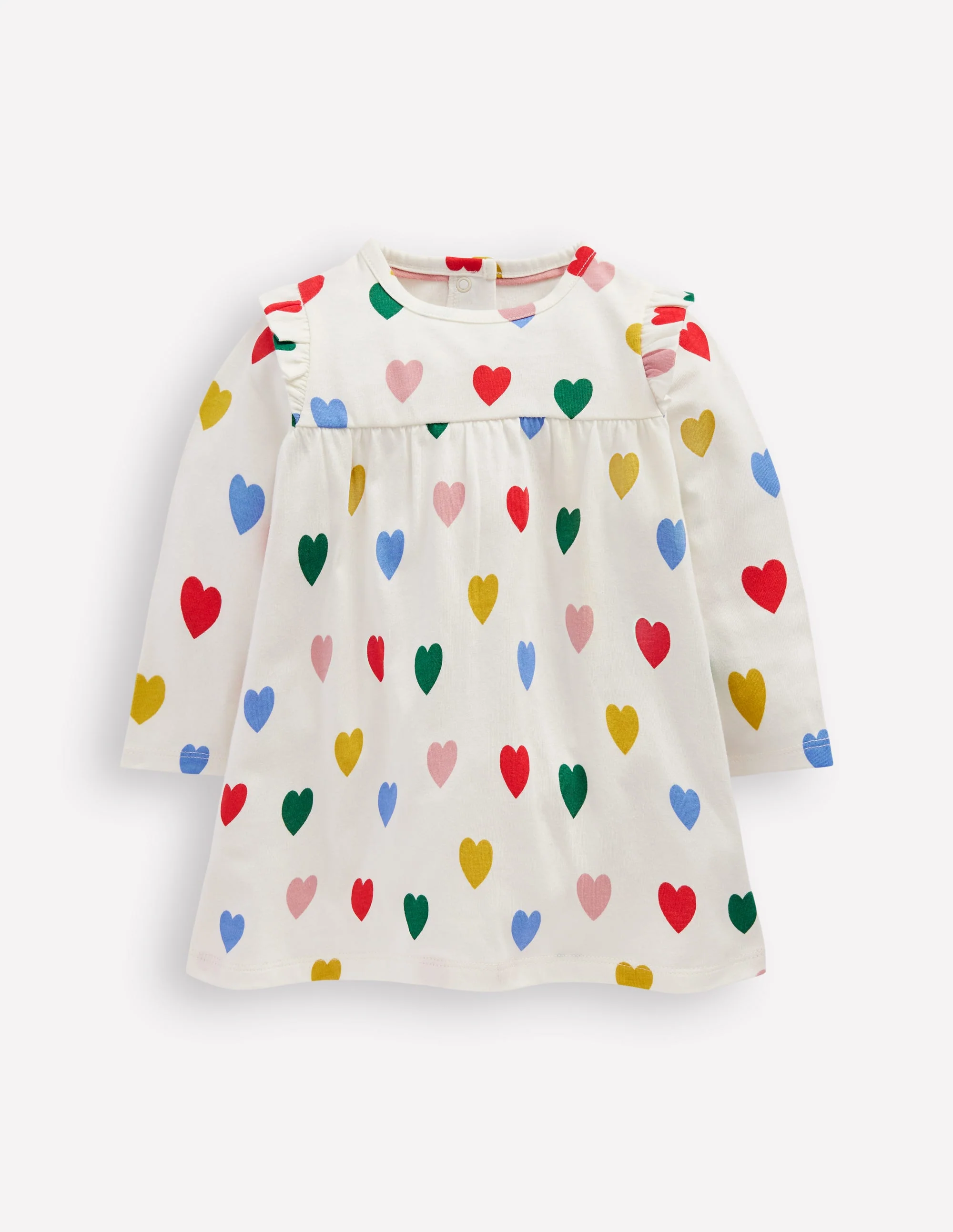 Printed Jersey Dress-Rainbow Hearts