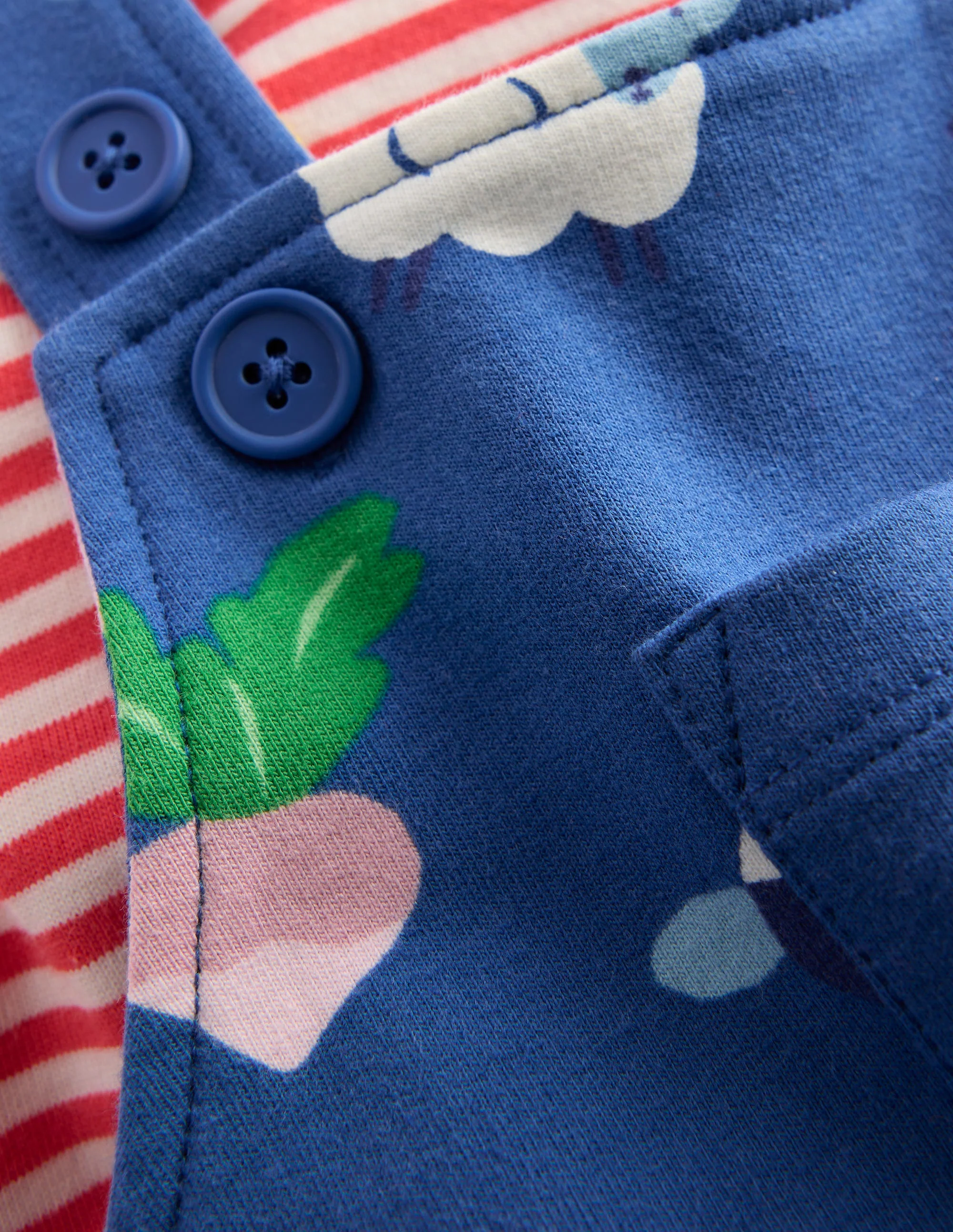 Printed Jersey Dungaree Set-Delft Rainbow Farm - Image 3