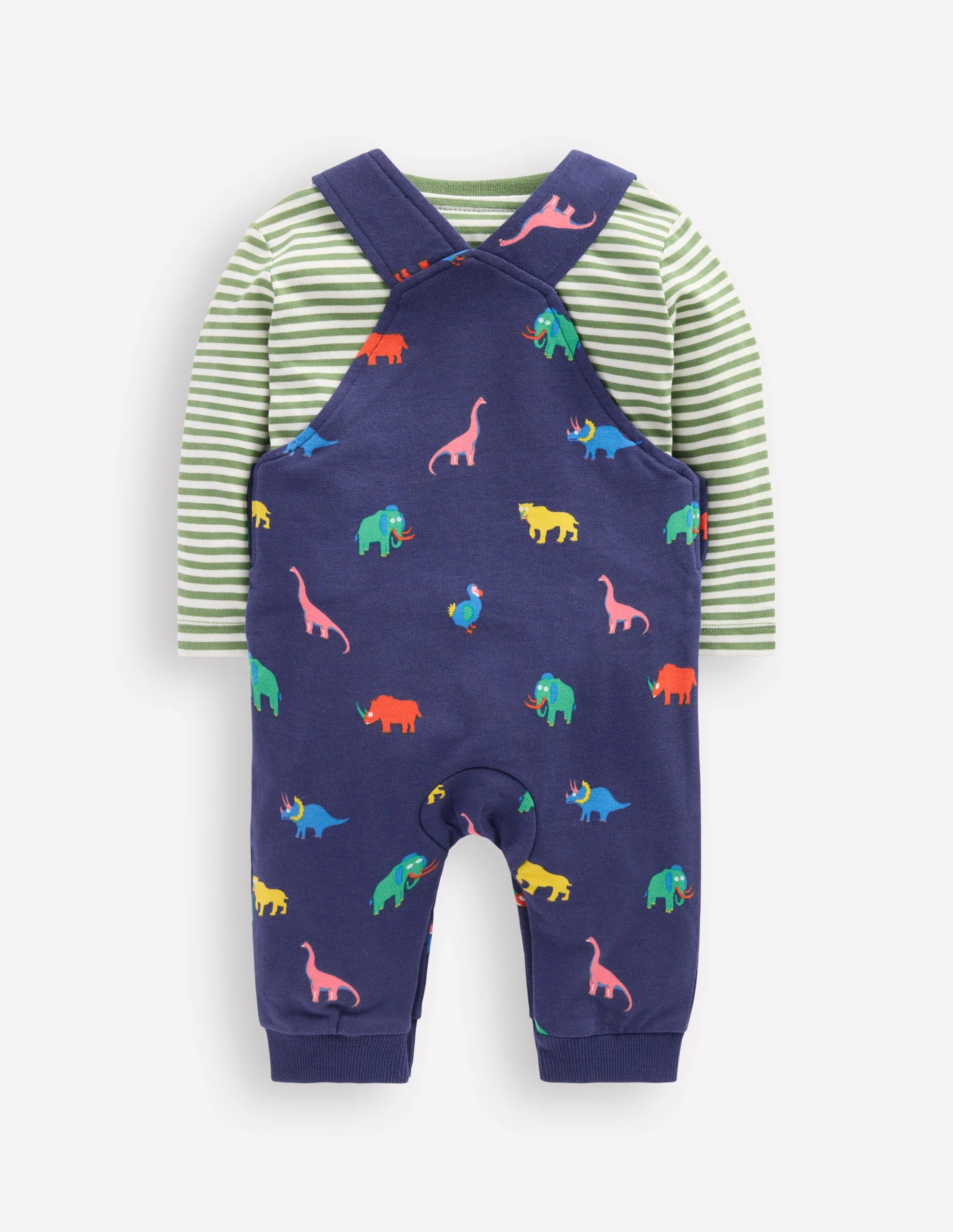 Printed Jersey Dungaree Set-Multi Prehistoric Animals - Image 2