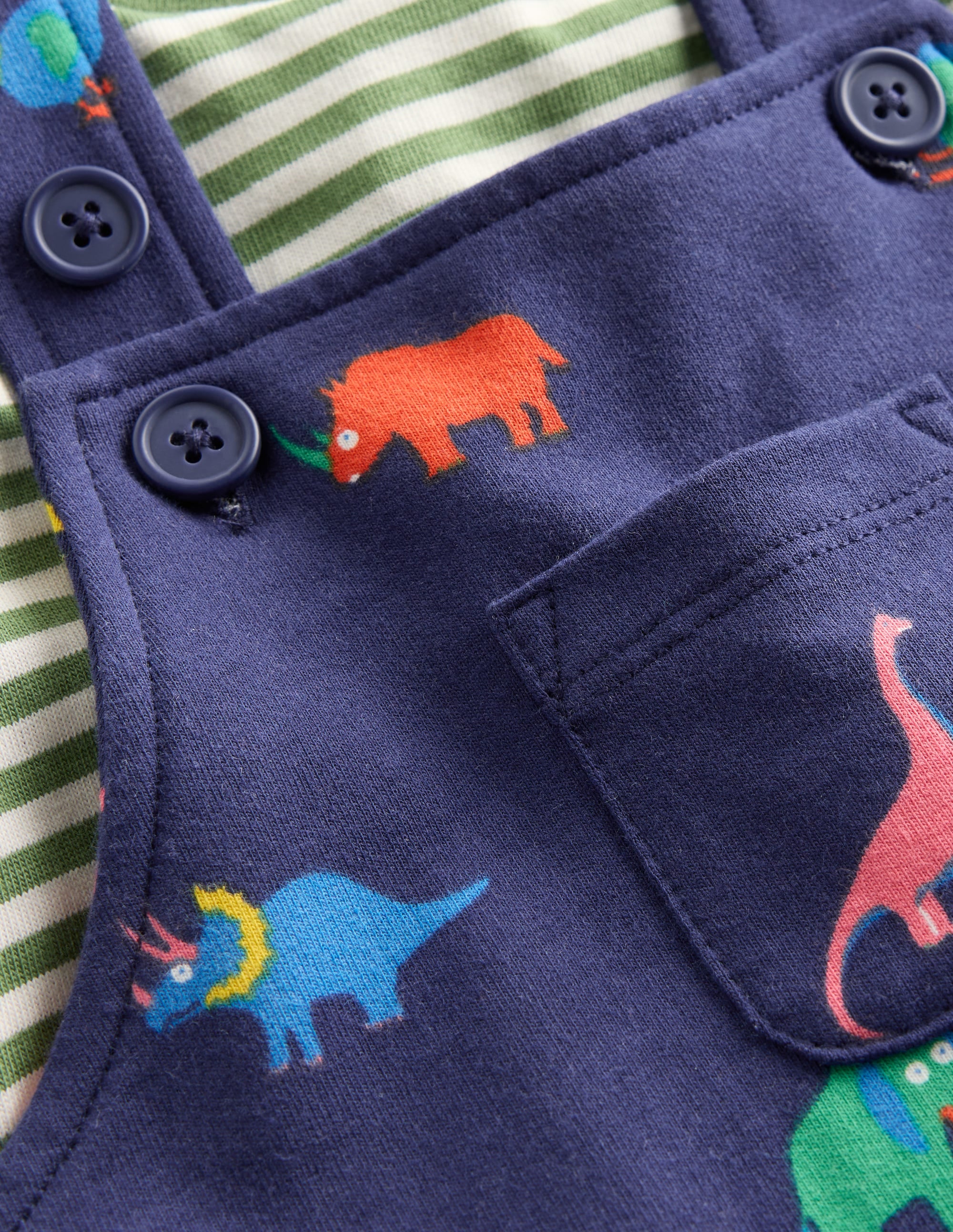 Printed Jersey Dungaree Set-Multi Prehistoric Animals - Image 3
