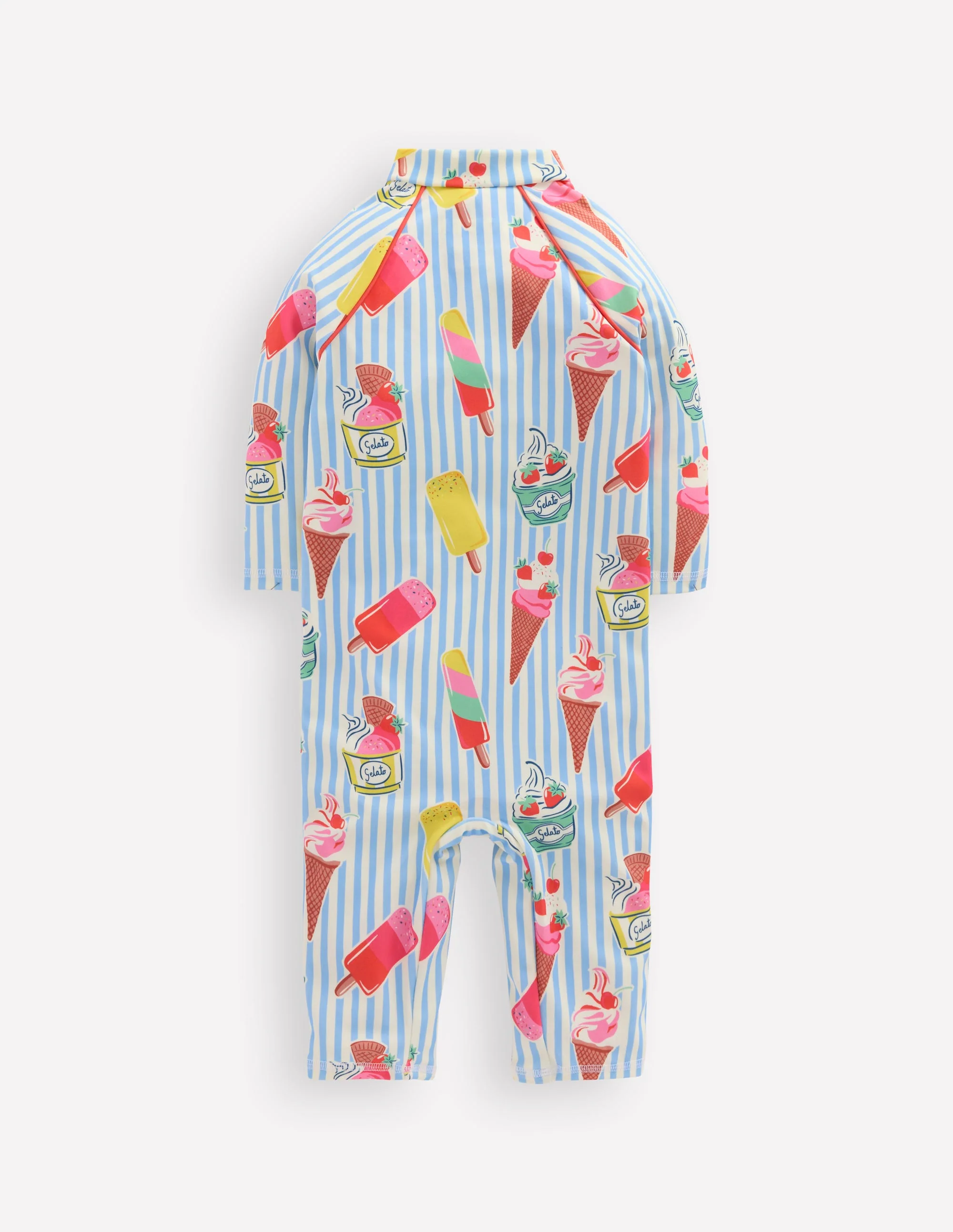 Printed Sun Safe Surfsuit-Vintage Blue Ice Cream Stripe - Image 2