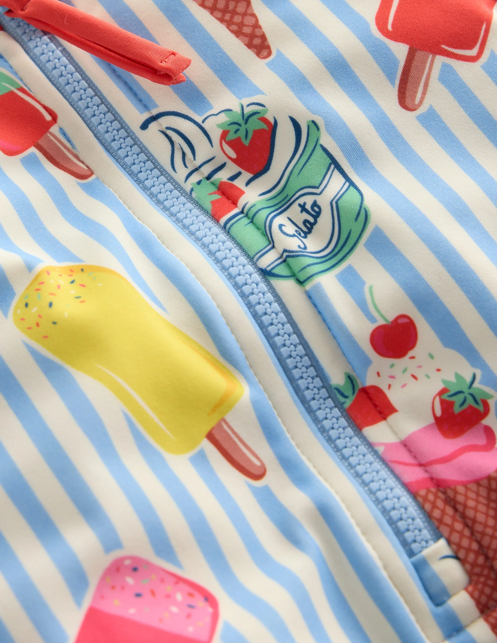 Printed Sun Safe Surfsuit-Vintage Blue Ice Cream Stripe - Image 3