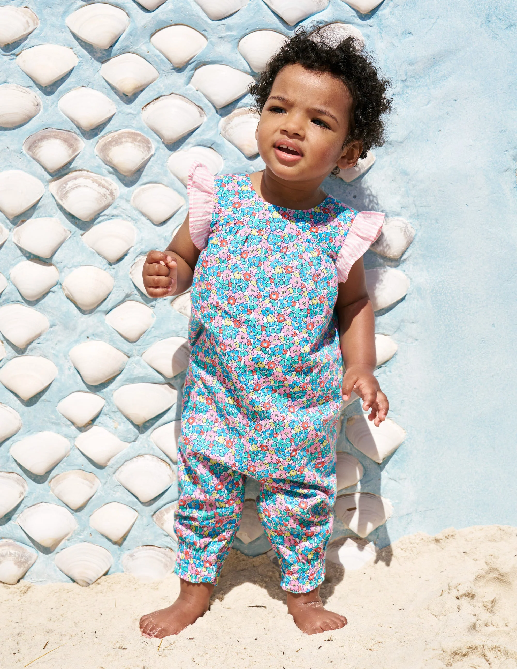 Ruffle Sleeve Romper-Multi Flowerbed - Image 4