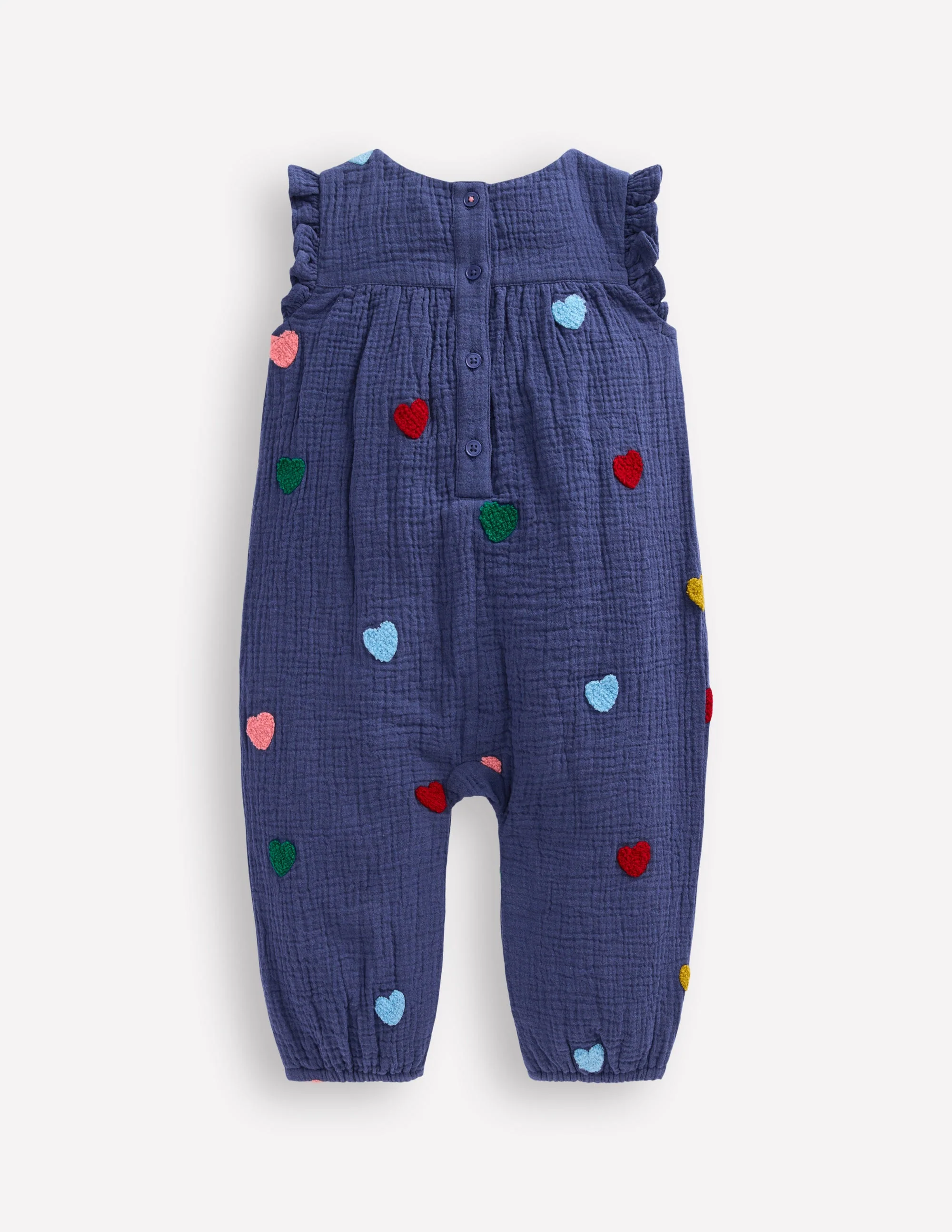 Ruffle Sleeve Romper-Navy Hearts - Image 2