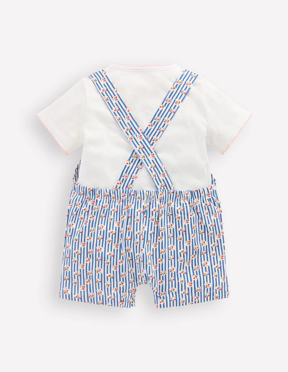 Short Jersey Dungaree Set-Bluejay Cherry Stripe - Image 2
