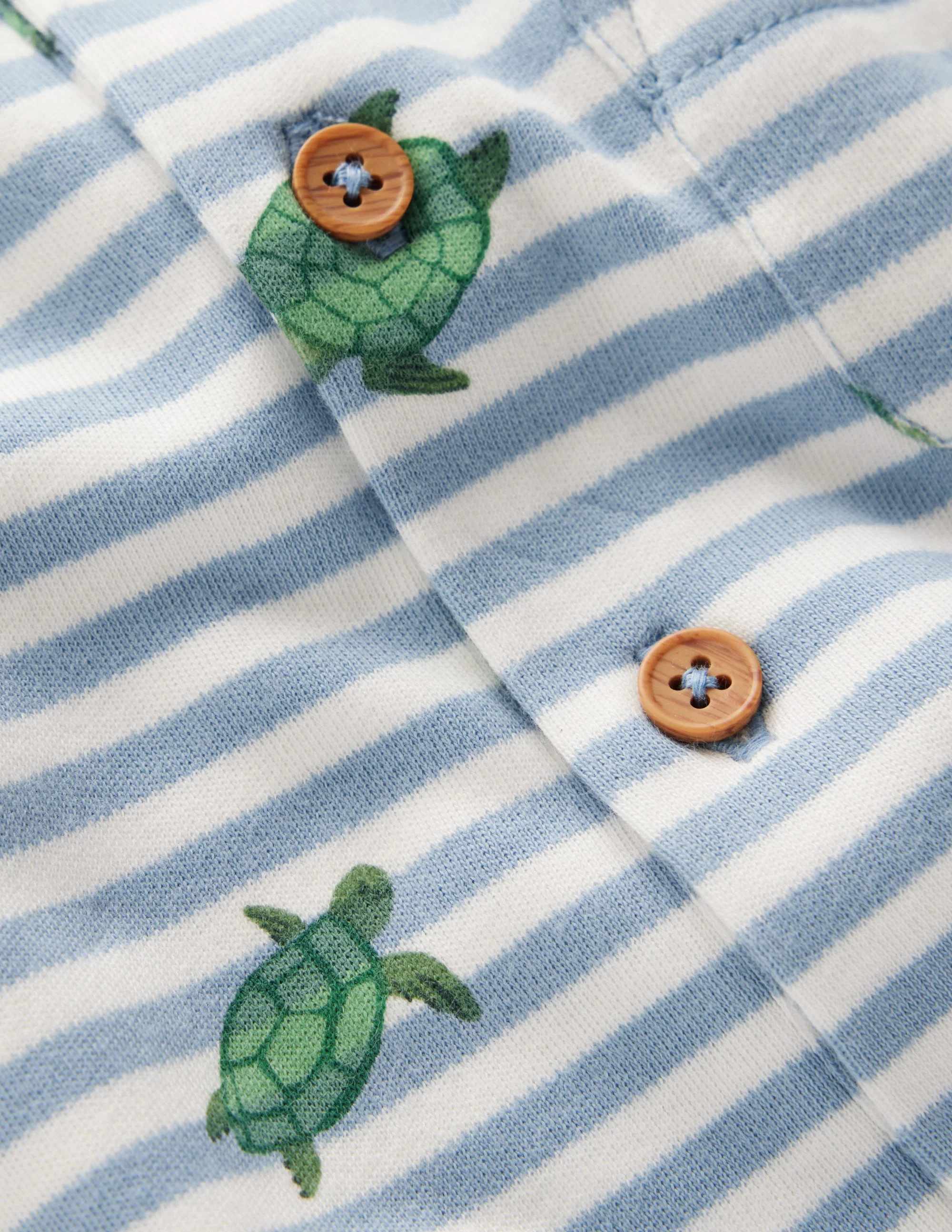 Short Sleeve Jersey Romper-Blue Stripe Baby Turtles - Image 3