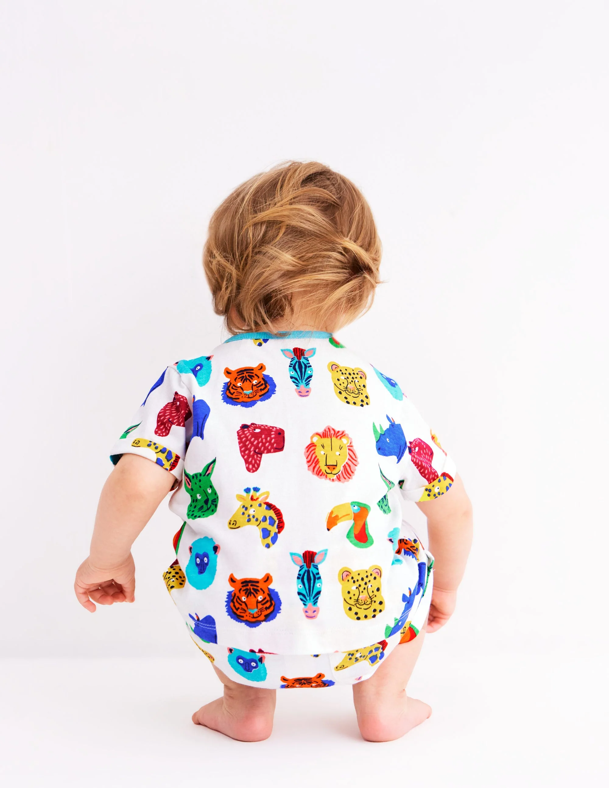 Short Sleeve Printed Play Set-Multi Jungle Faces - Image 2