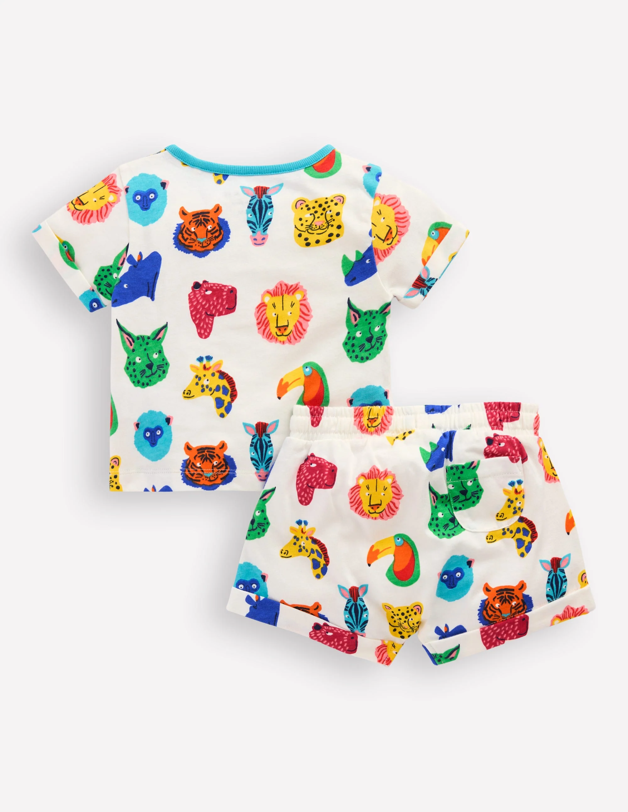 Short Sleeve Printed Play Set-Multi Jungle Faces - Image 5