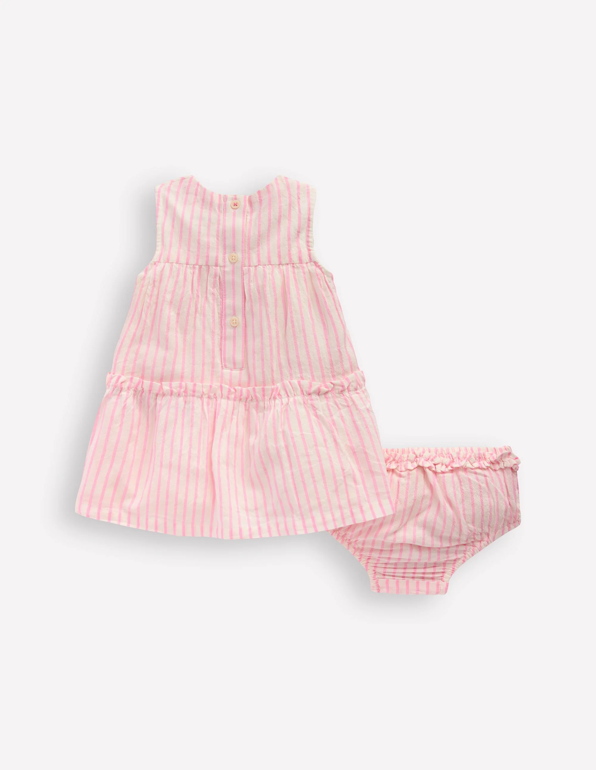Tiered Ruffle Dress-Pink Embroidered Stripe - Image 2
