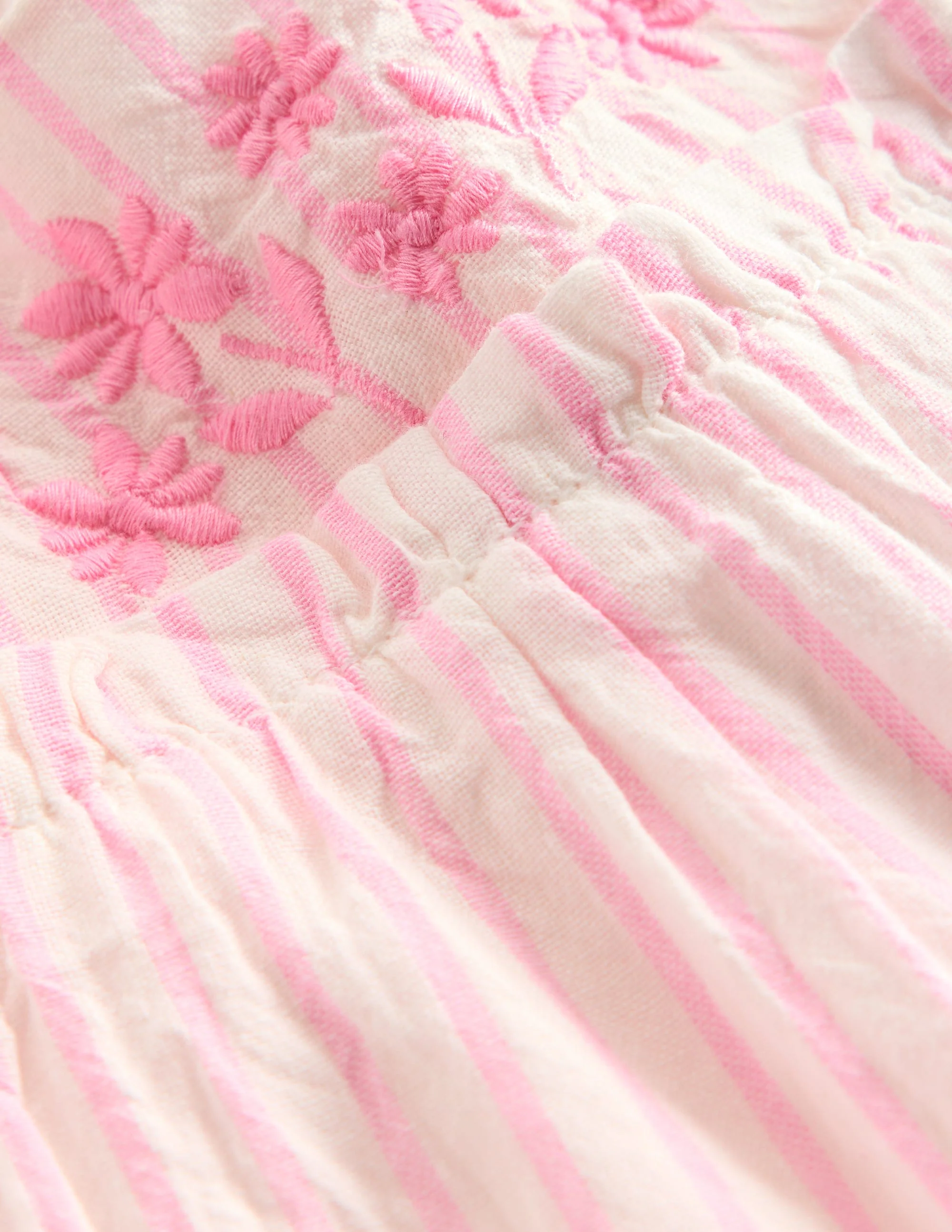 Tiered Ruffle Dress-Pink Embroidered Stripe - Image 3