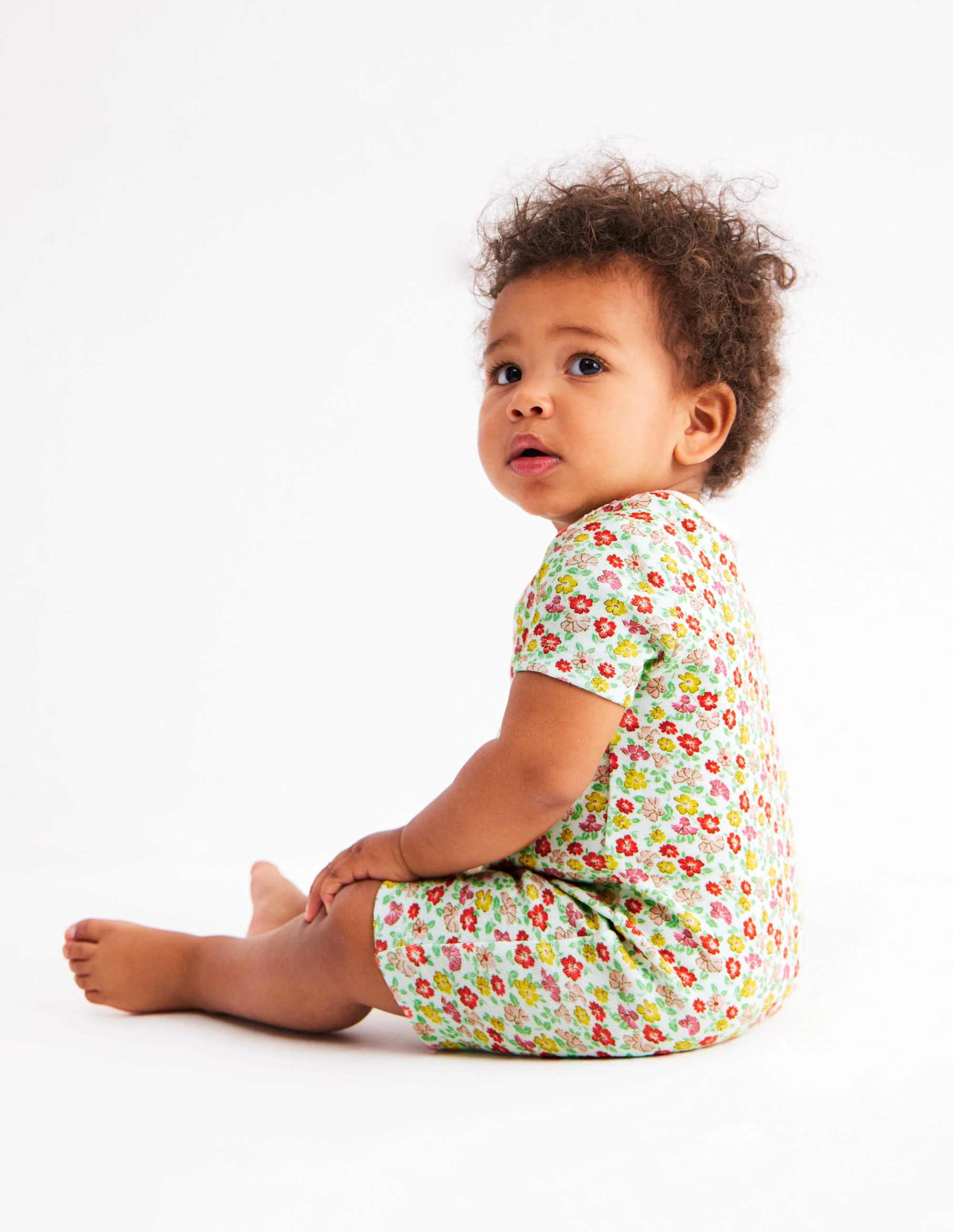 Twin Pack Short Rompers-Multi Summer Flowerbed - Image 3