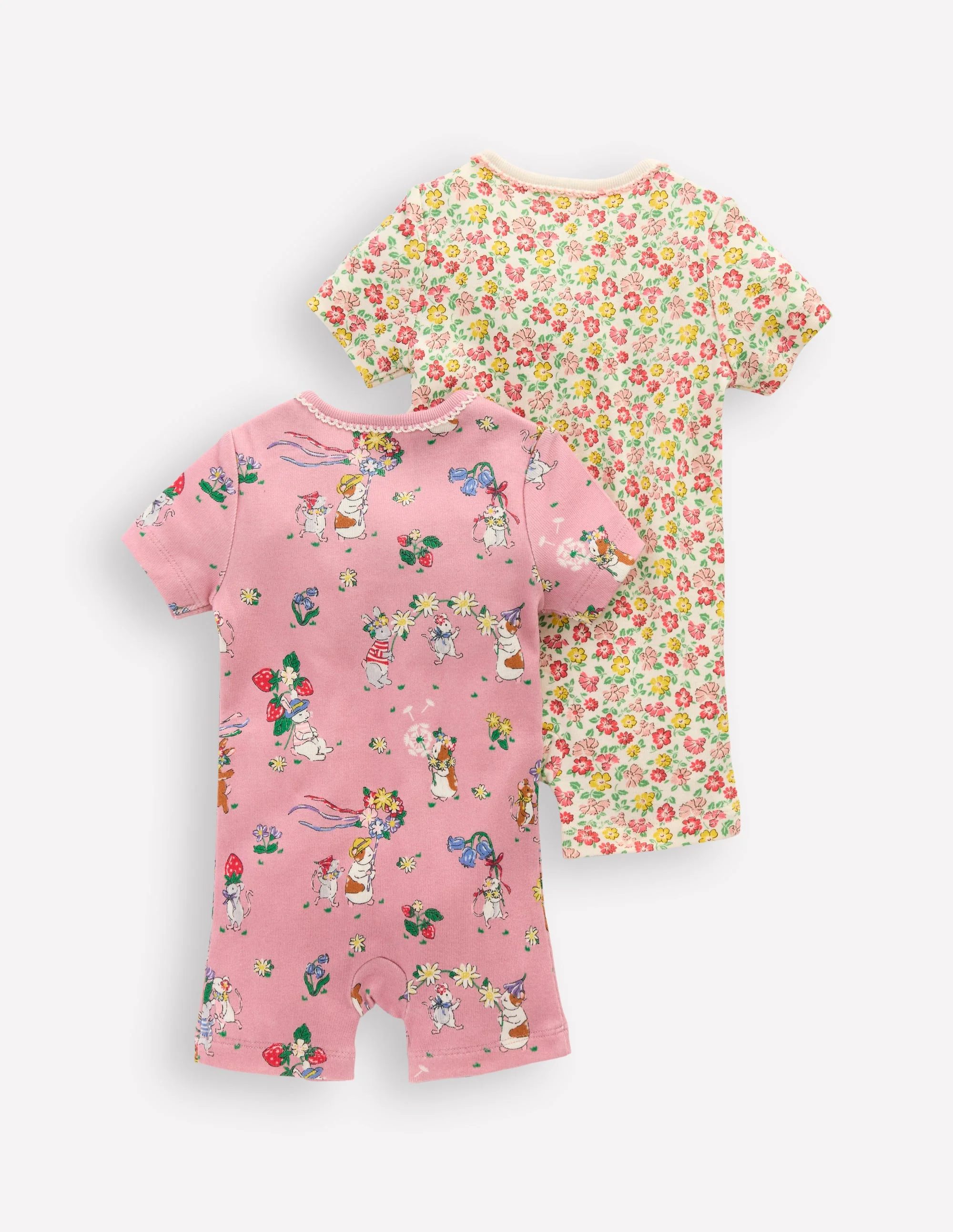 Twin Pack Short Rompers-Multi Summer Flowerbed - Image 5