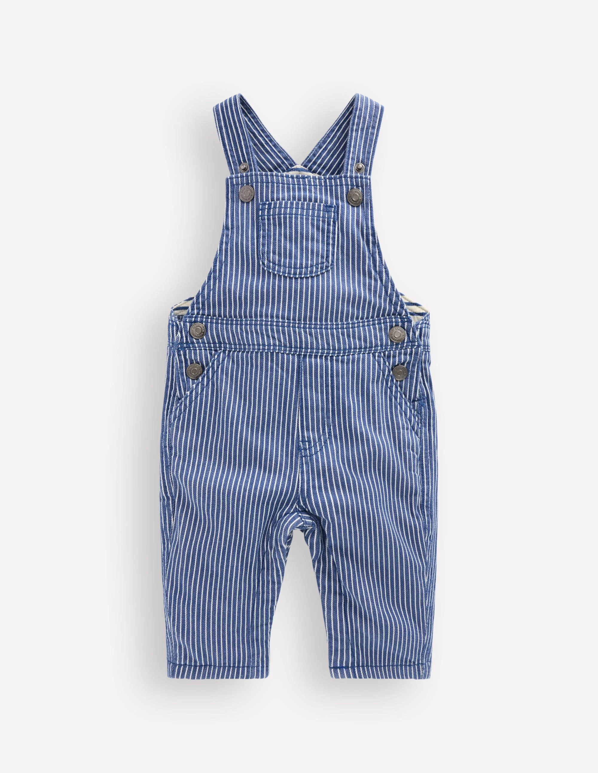 Woven Dungaree-Navy Ticking Stripe