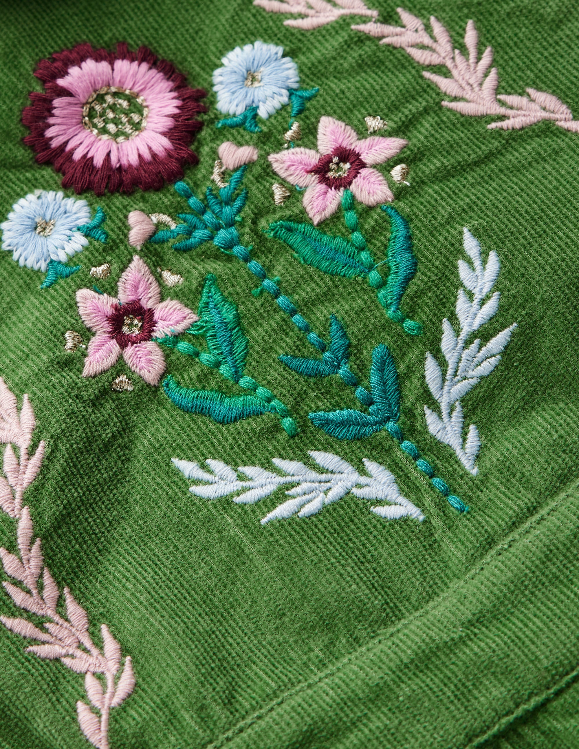 Woven Dungaree Set-Broccoli Green Embroidered - Image 3