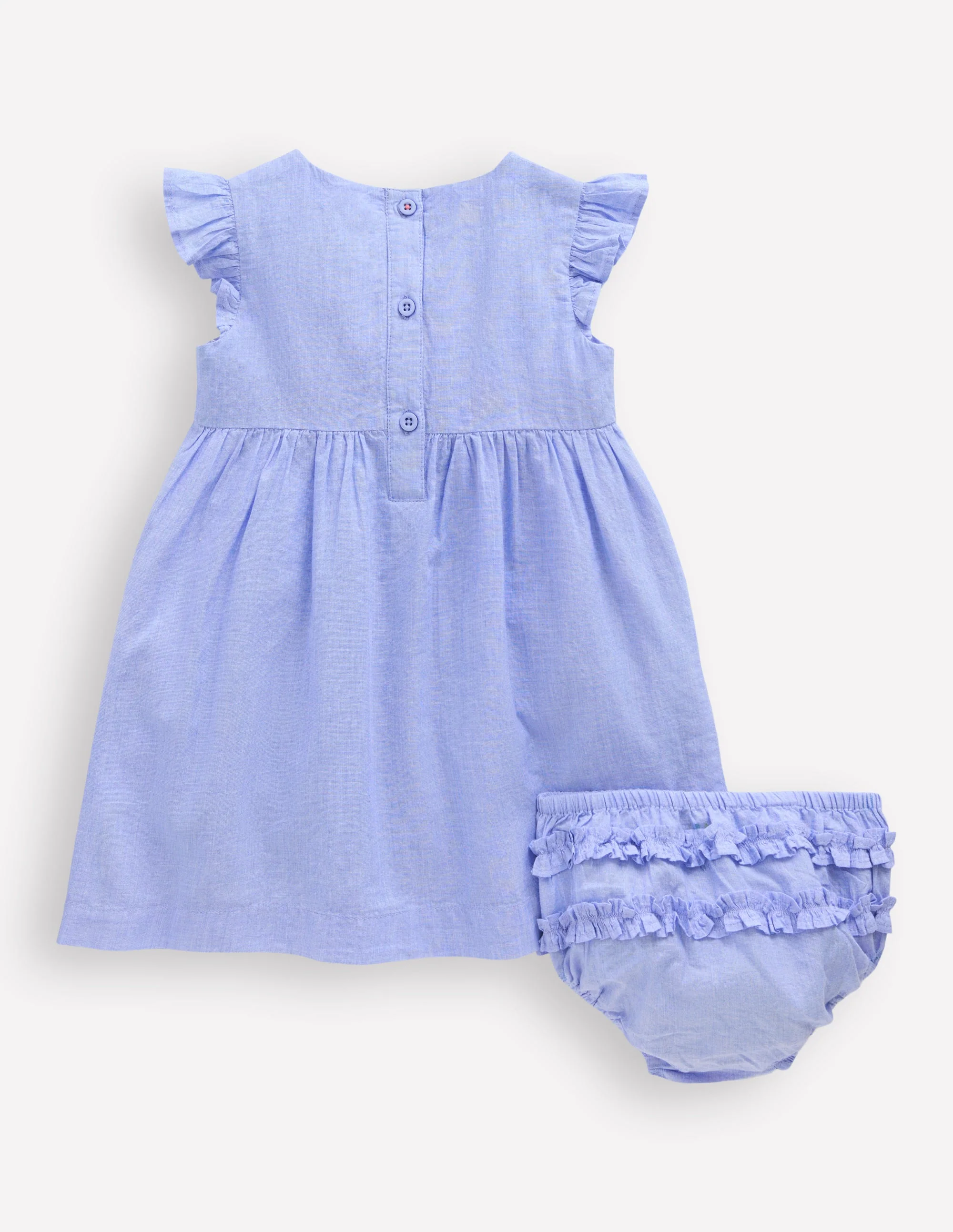 Woven Frill Dress-Blue Patchwork Flower - Image 5